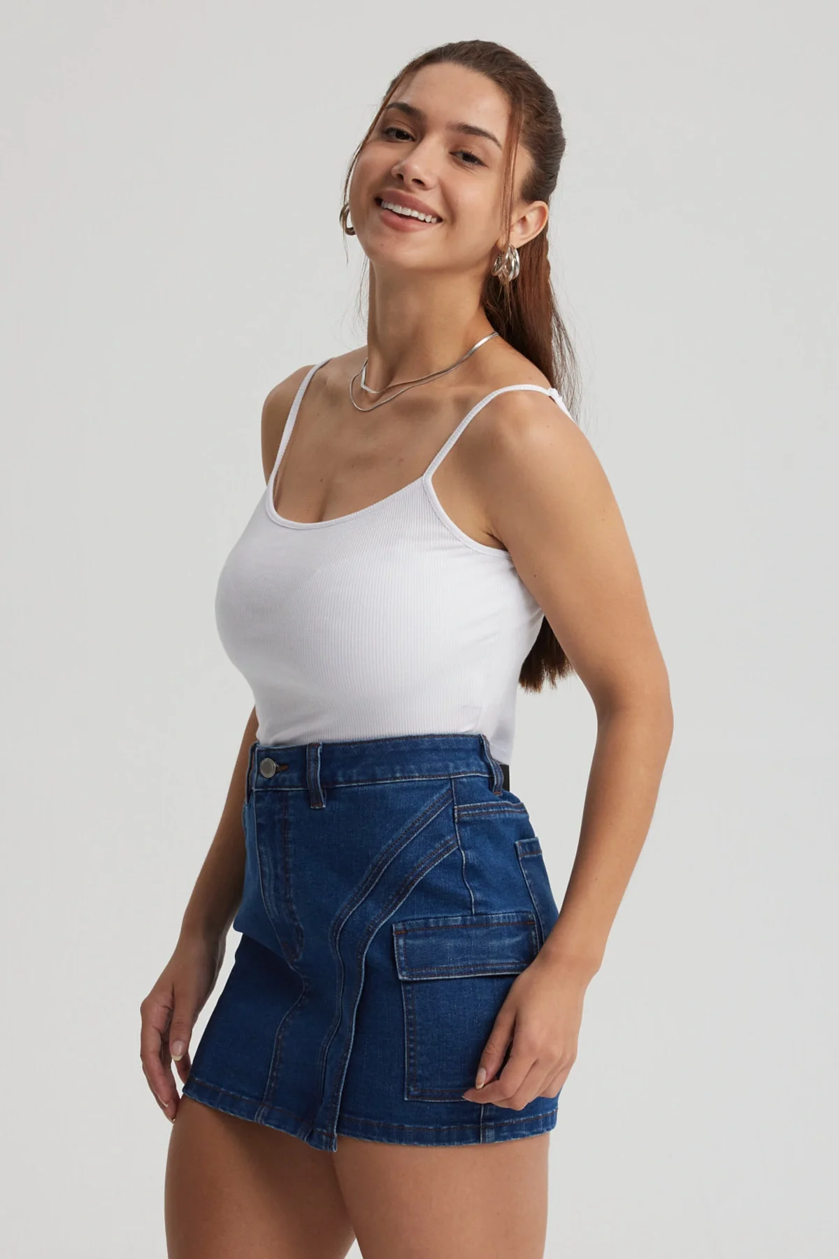Peto Mujer Crop Rib Blanco - Image 2