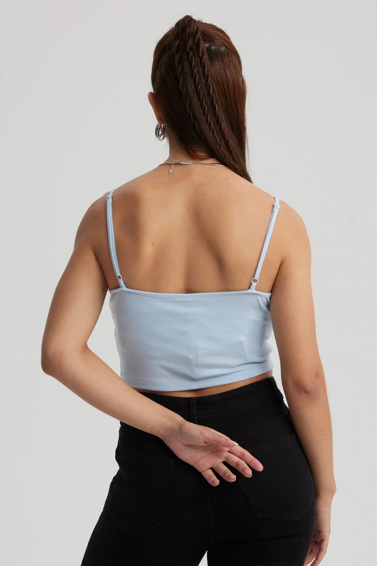Peto Mujer Crop Rib Celeste Oscuro - Image 3