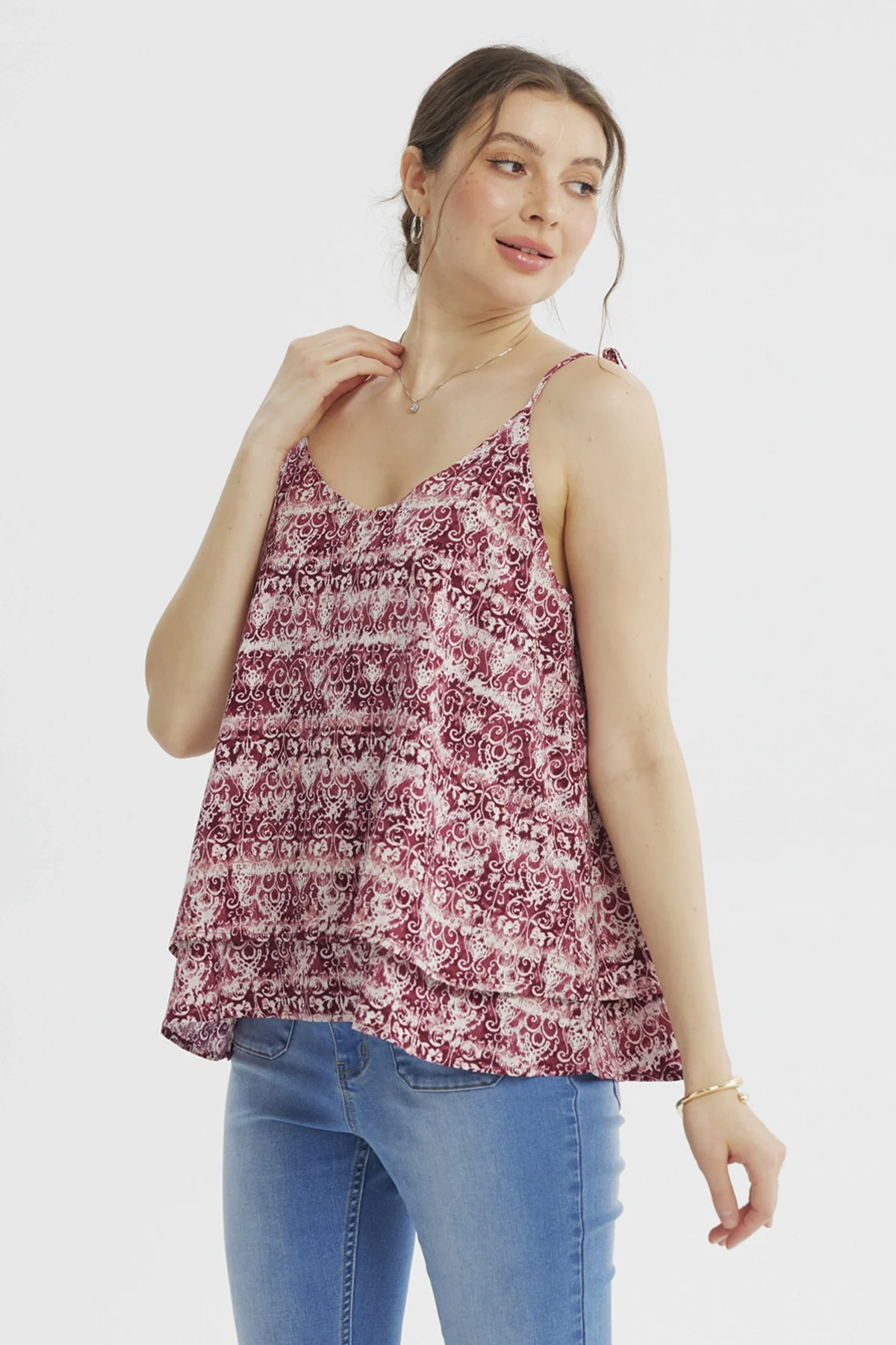 Peto Mujer Doble Capa Estampado Fucsia - Image 2