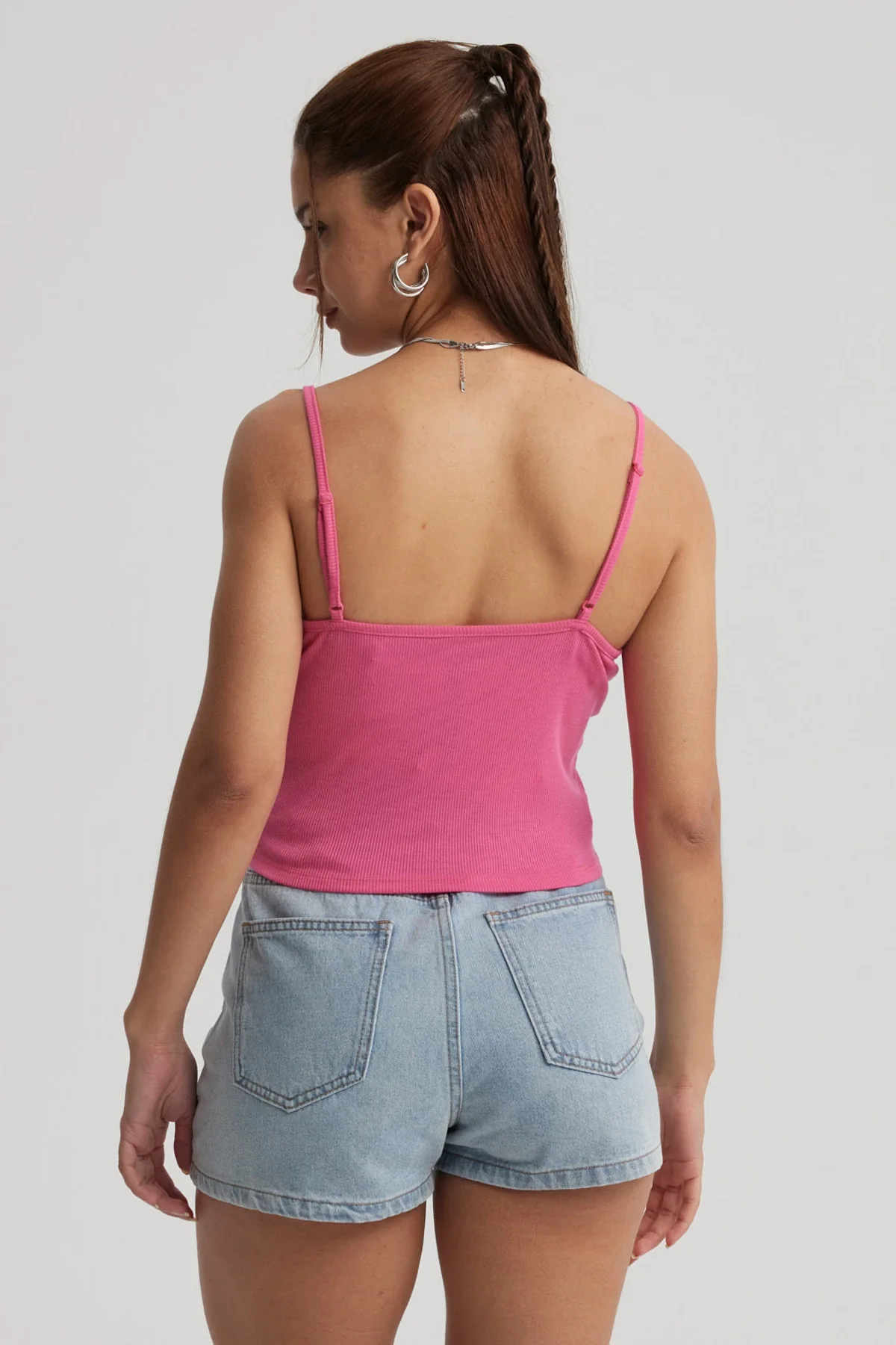 Peto Mujer Encaje Crop Rosado - Image 3