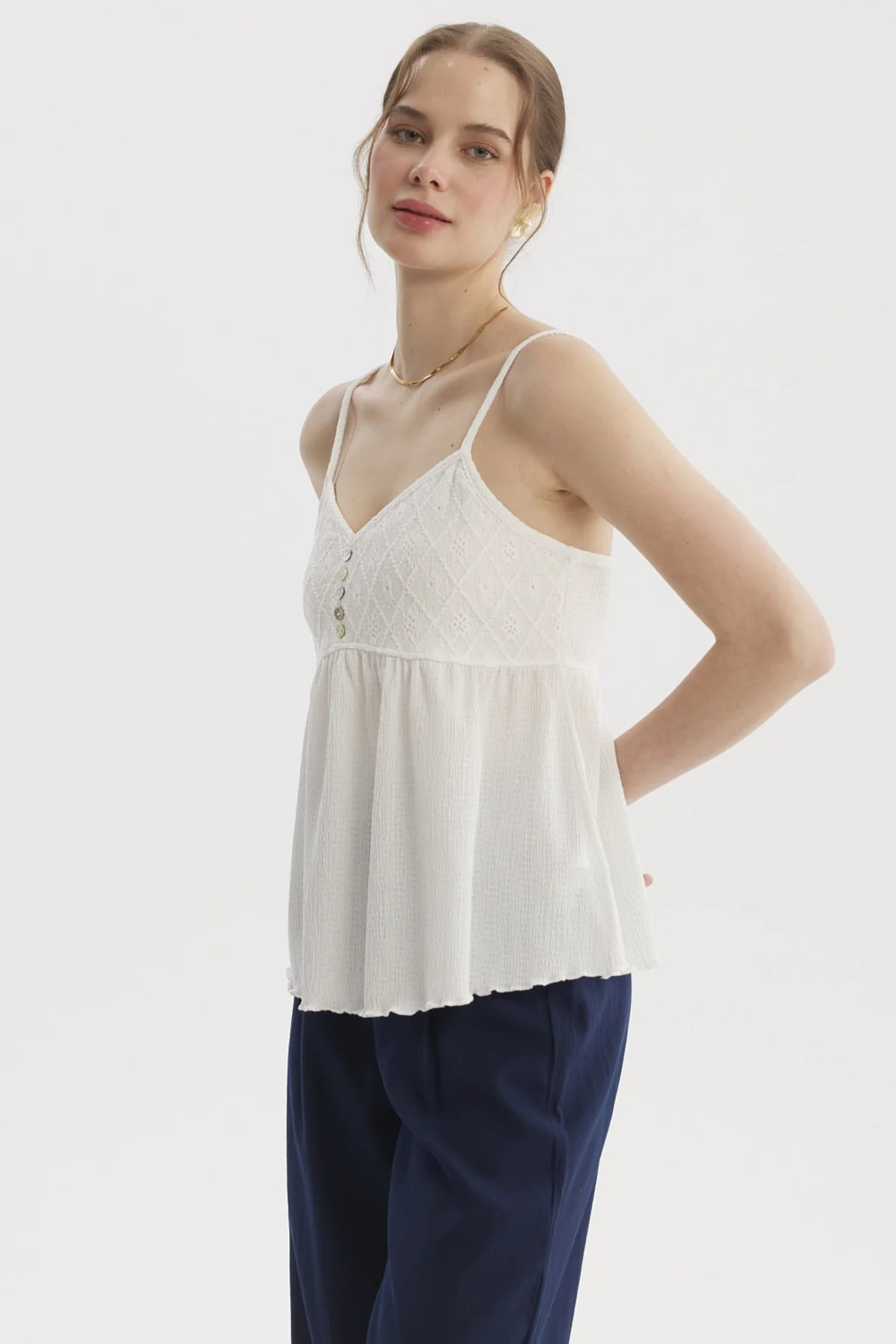 Peto Mujer Escote Calado Crudo - Image 2
