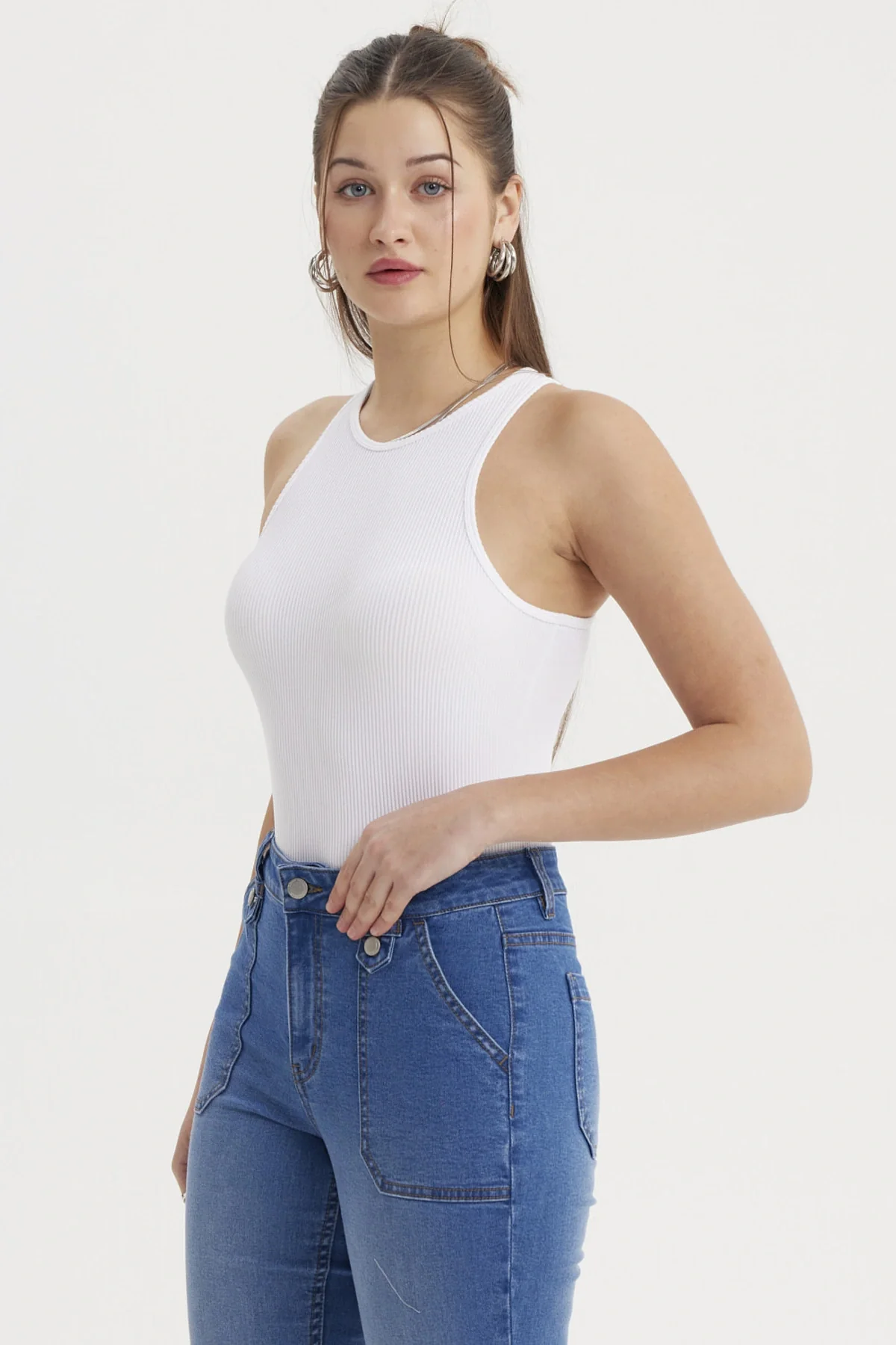 Peto Mujer Musculosa Blanco - Image 2