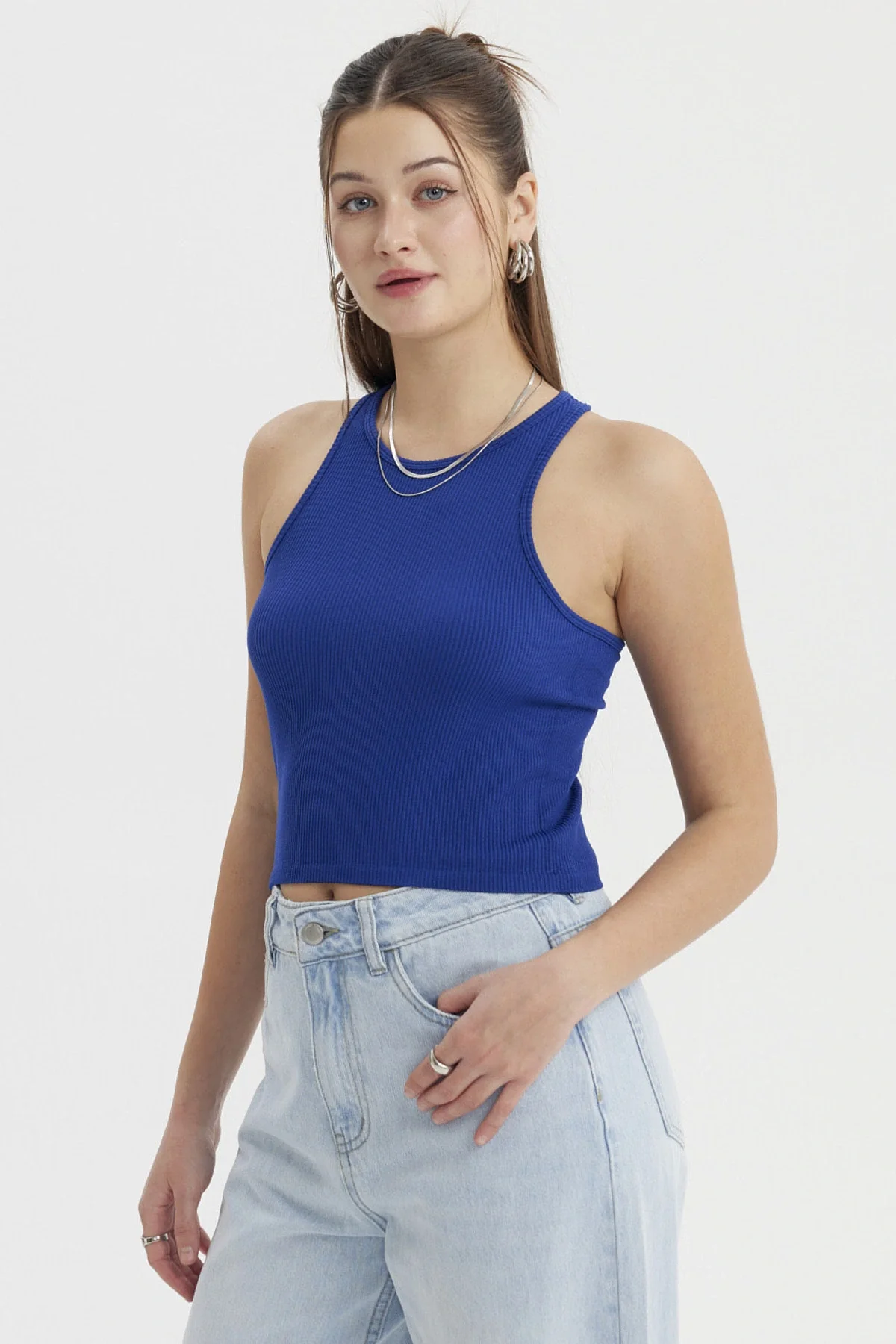 Peto Mujer Musculosa Celeste Oscuro - Image 2