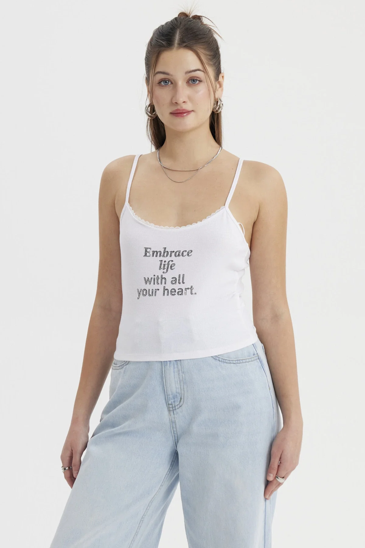 Peto Mujer Pabilo Aplicación Blanco