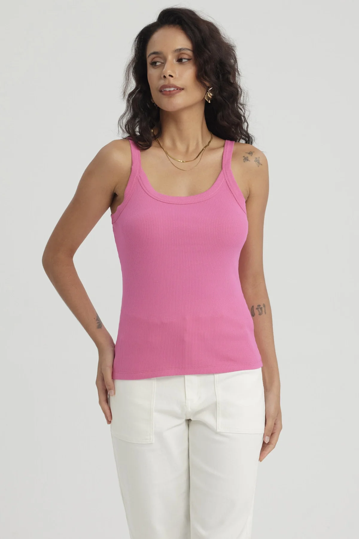 Peto Mujer Rib Pabilo Ancho Fucsia - Image 4