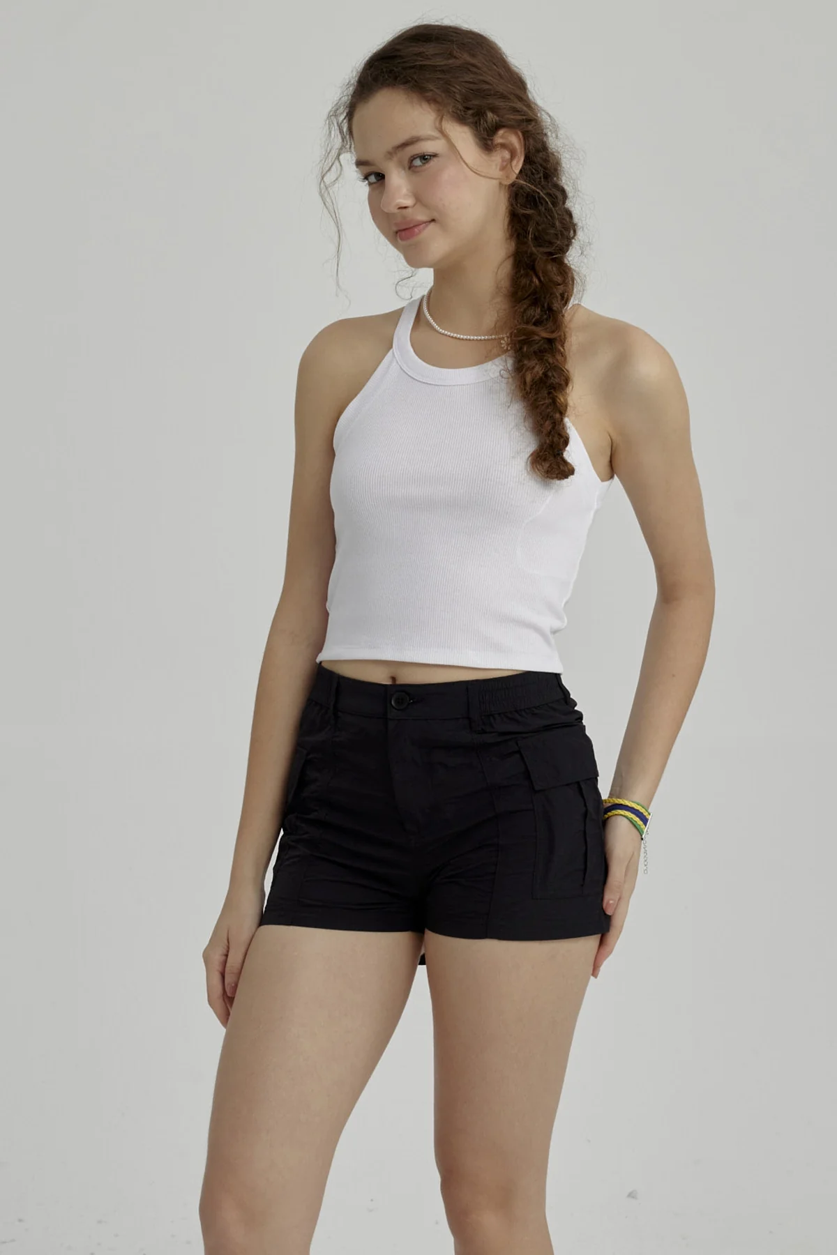 Peto Niña Rib Cuello Halter Blanco - Image 2