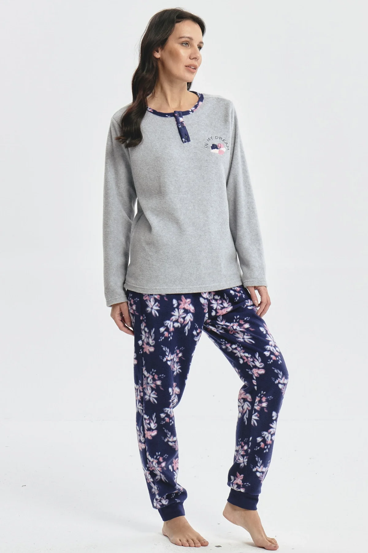 Pijama Mujer Pijama Polera Y Pantalón Gris - Image 2