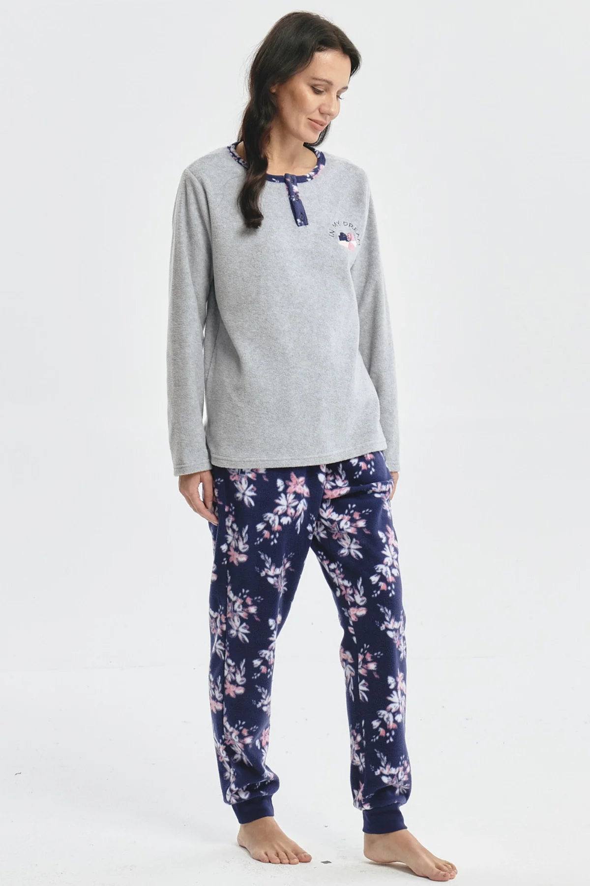 Pijama Mujer Pijama Polera Y Pantalón Gris - Image 4