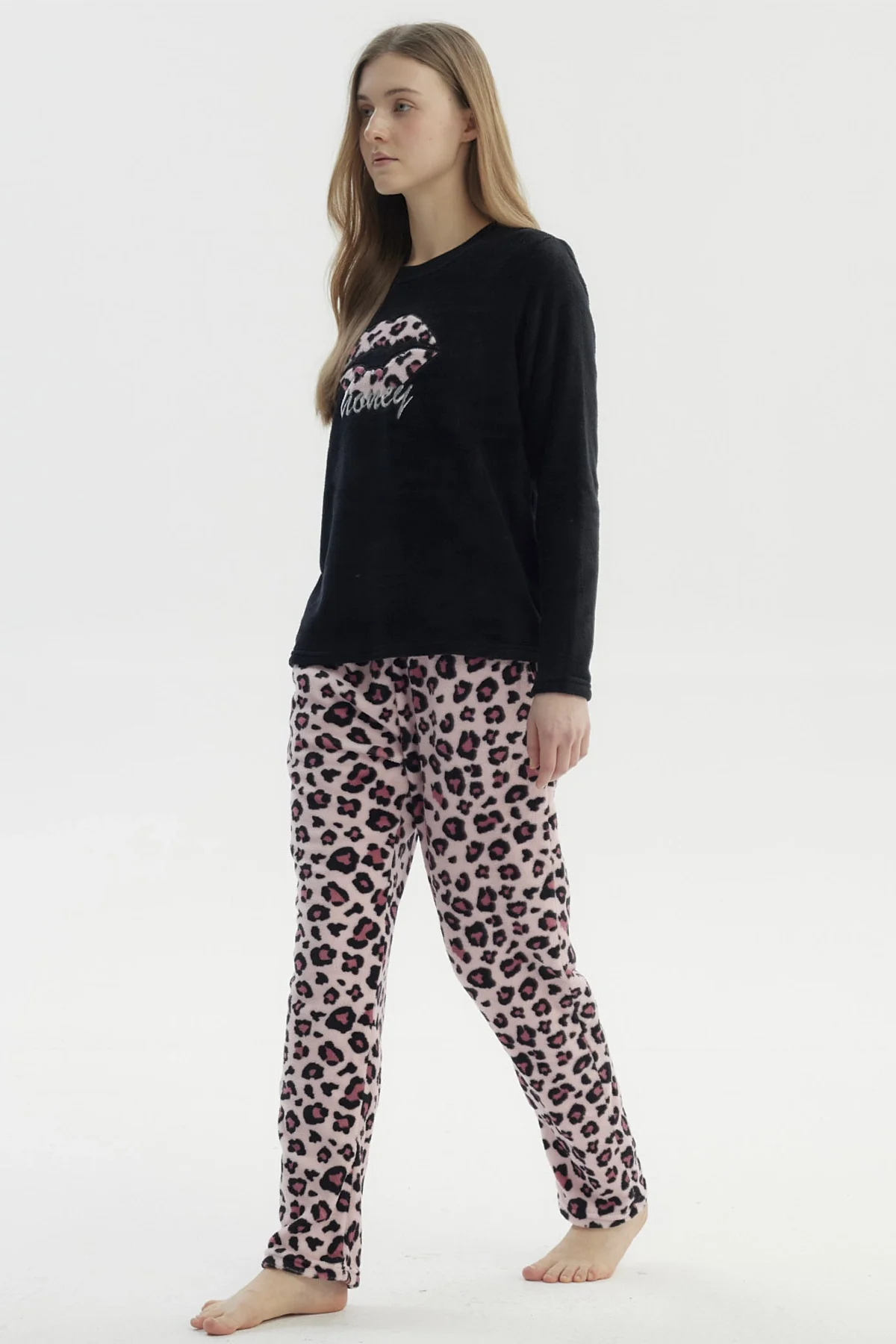 Pijama Mujer Pijama Polera Y Pantalón Negro - Image 4