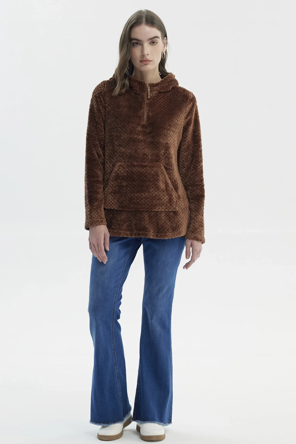 Polar Mujer Básico Aplicación Botón Camel Oscuro - Image 4