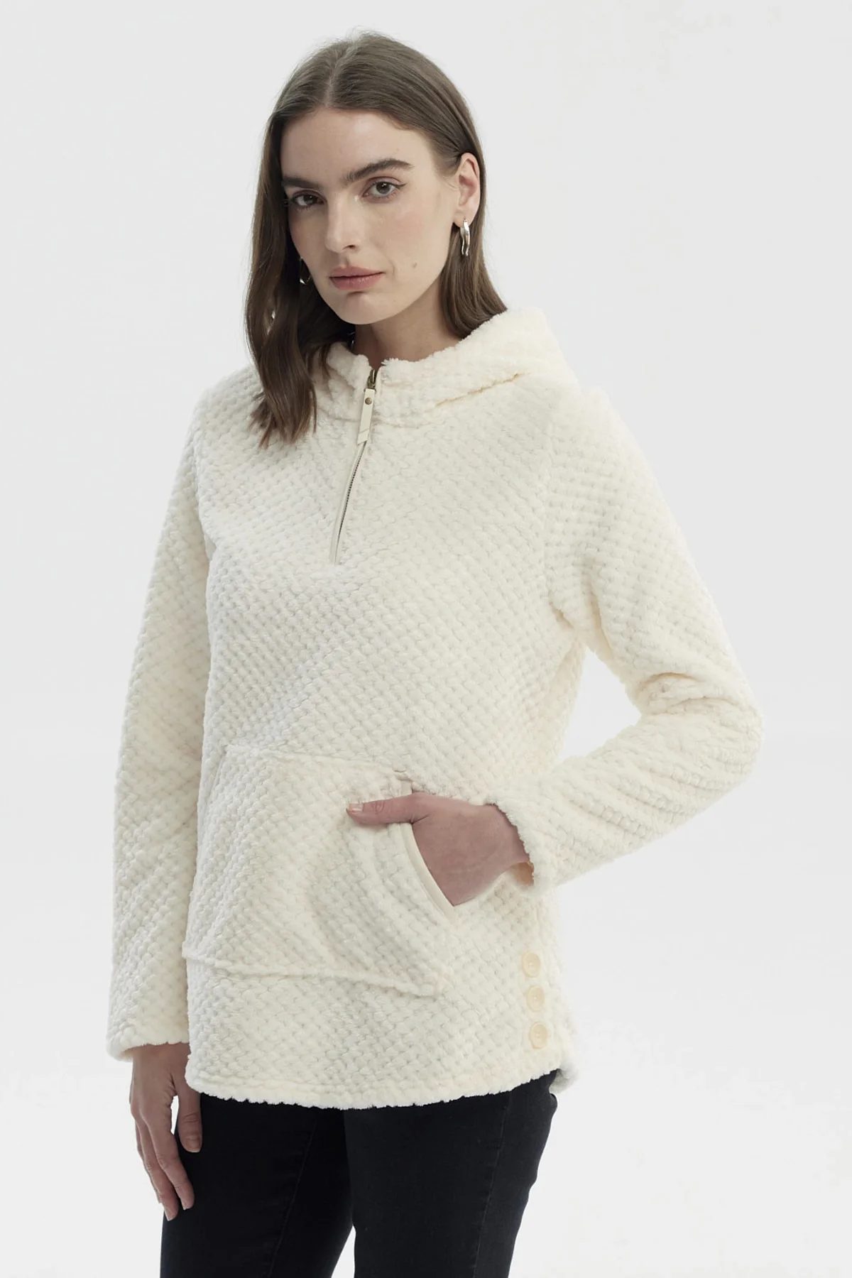 Polar Mujer Básico Aplicación Botón Crema - Image 2