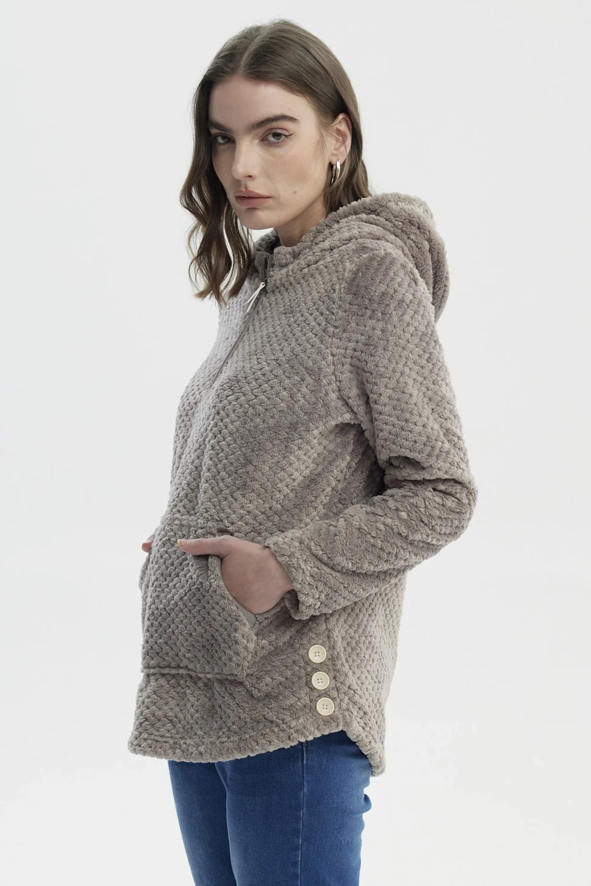 Polar Mujer Básico Aplicación Botón Gris - Image 2
