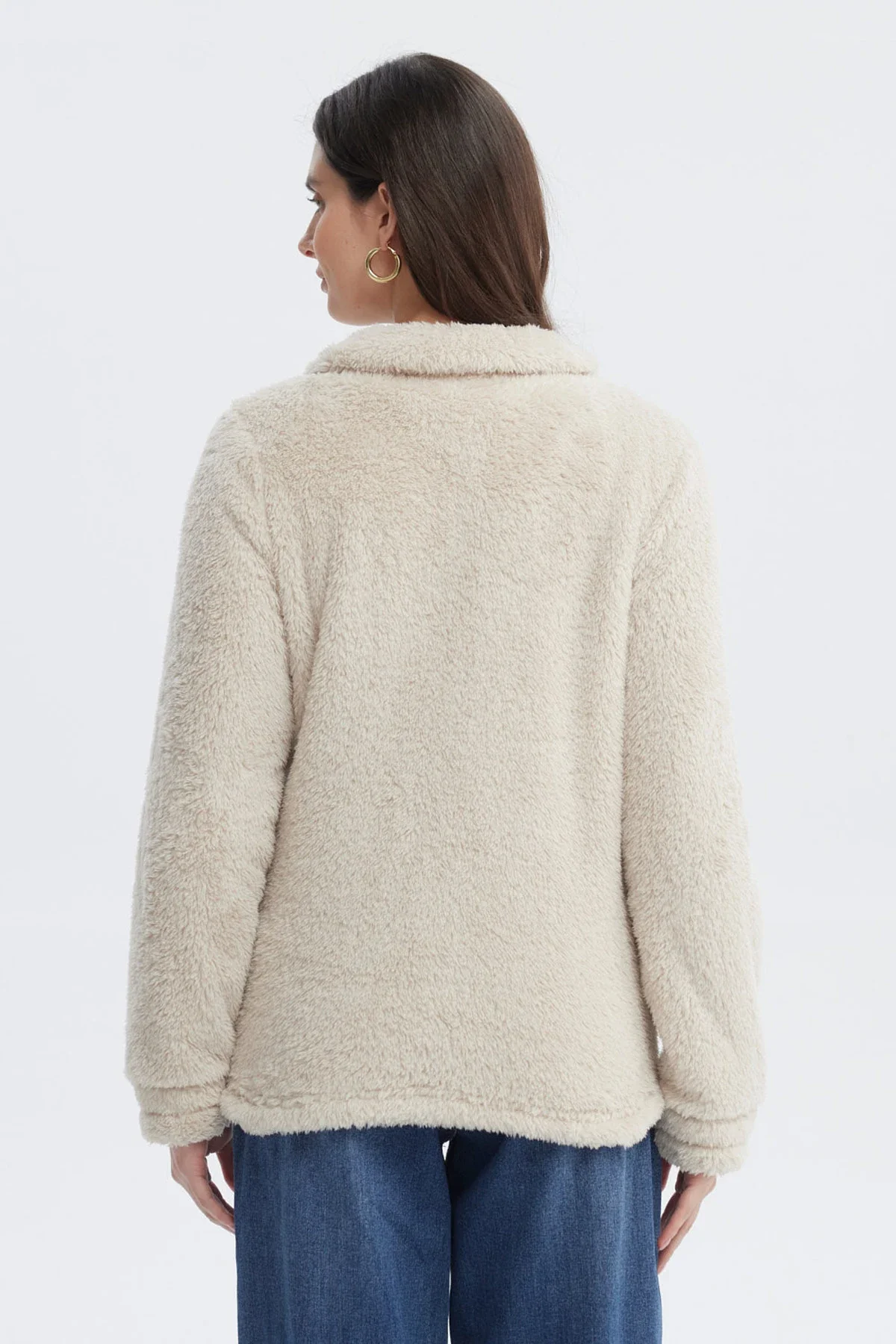Polar Mujer Básico Peludo Beige Claro - Image 3
