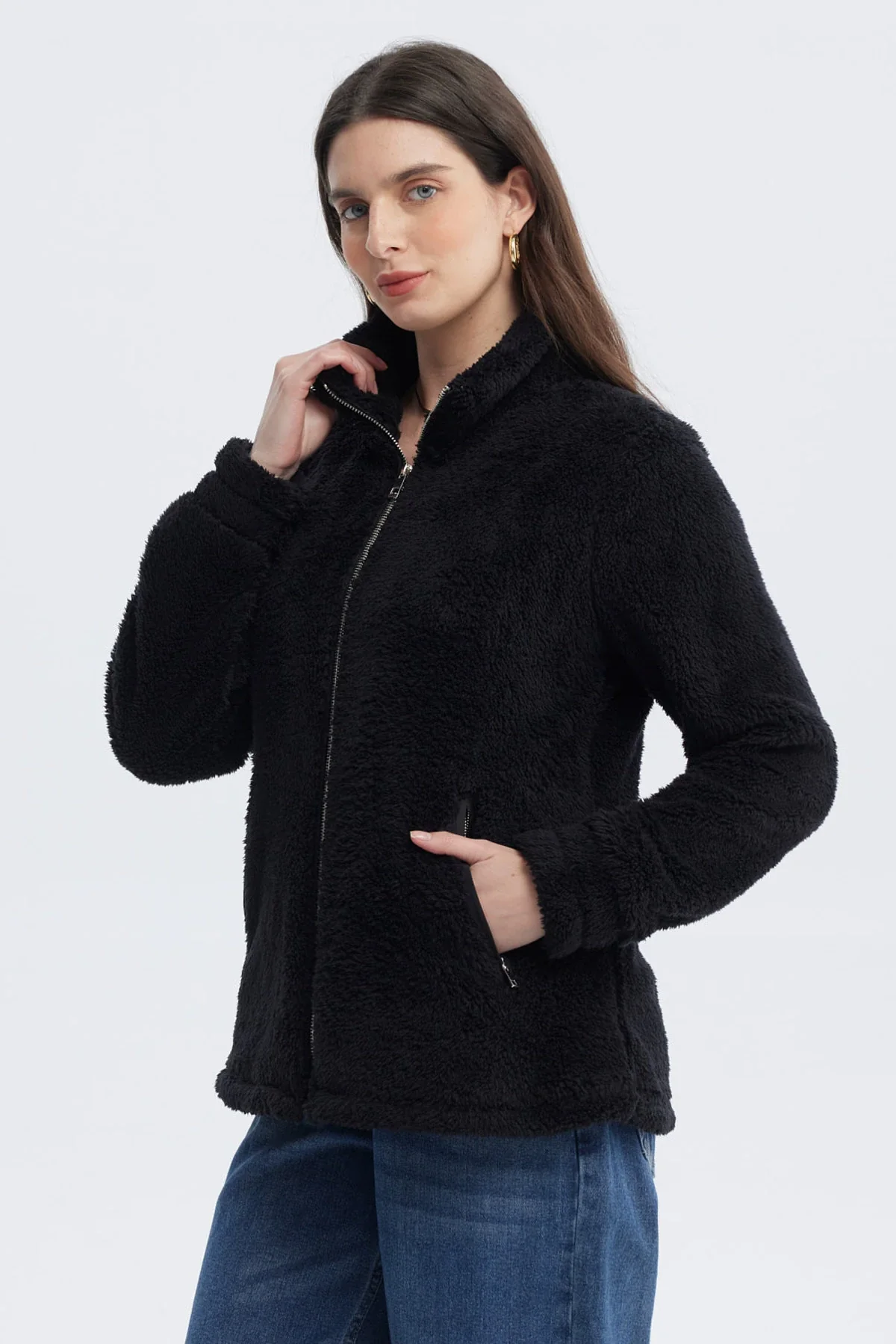 Polar Mujer Básico Peludo Negro - Image 2