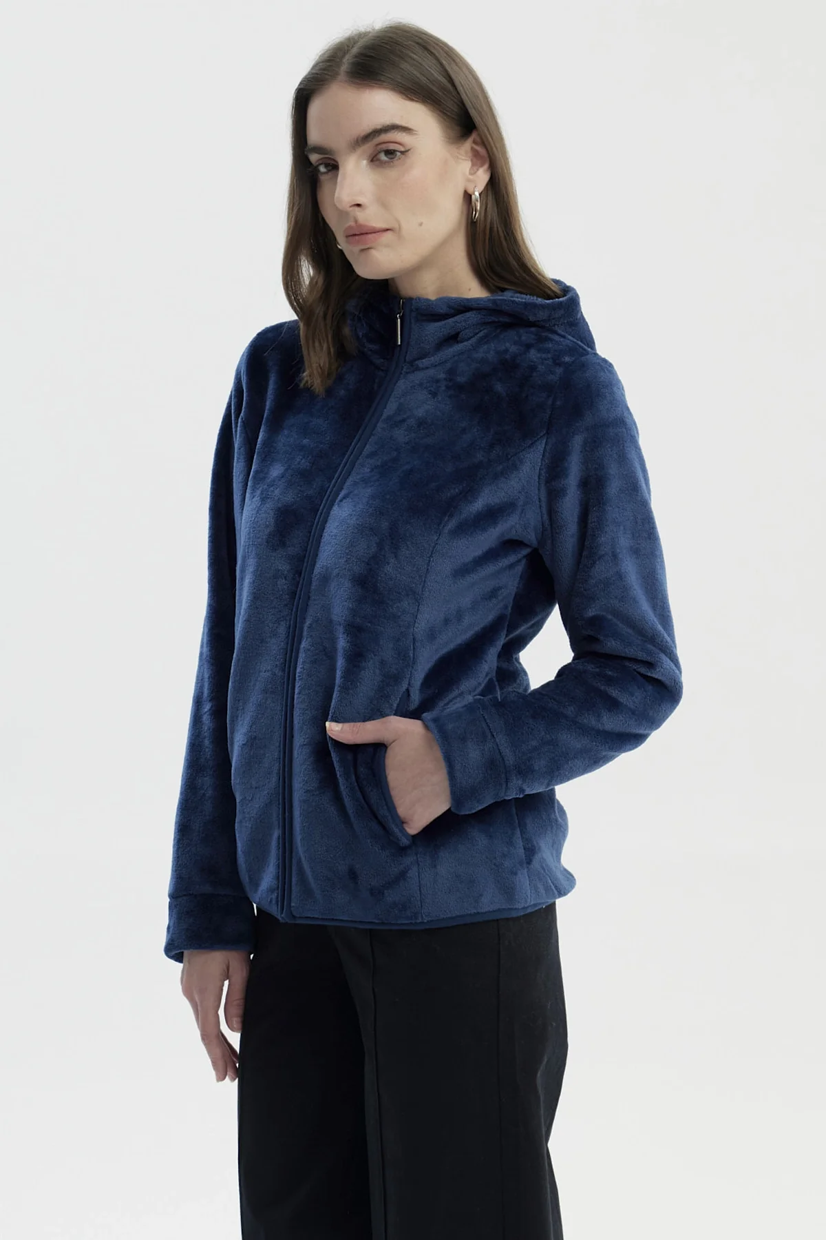 Polar Mujer Básico Plush Con Cierre Azul Oscuro - Image 2
