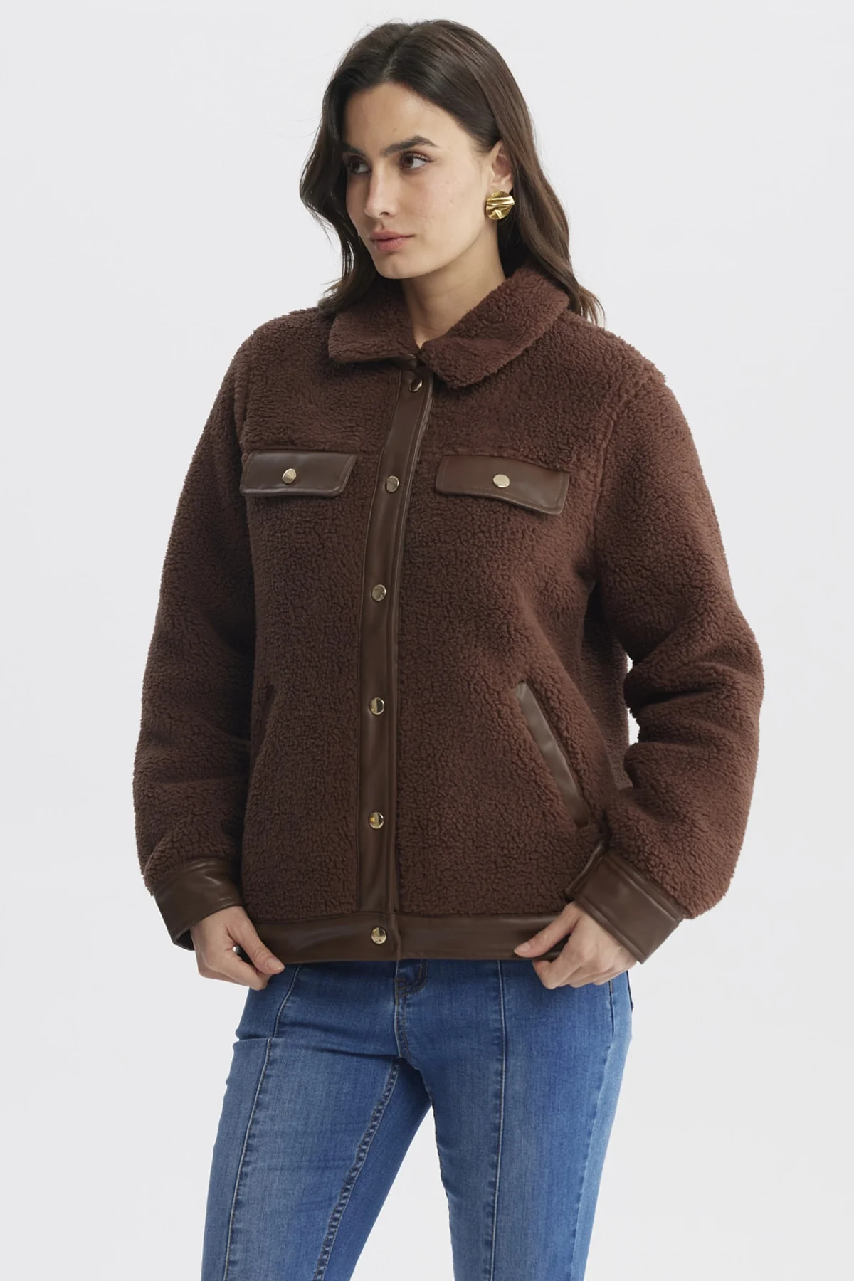 Polar Mujer Cuello Camisero Café Oscuro - Image 2