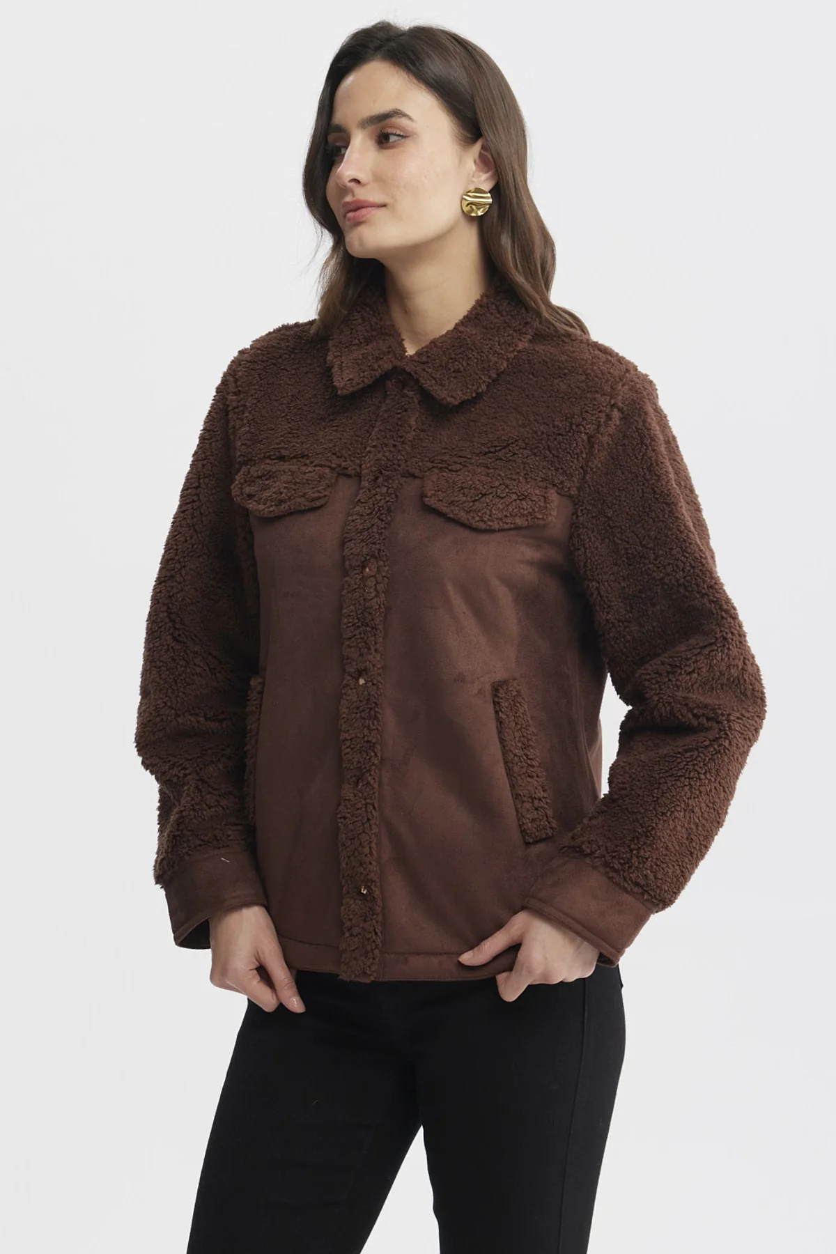 Polar Mujer Cuello Camisero Café Oscuro - Image 2