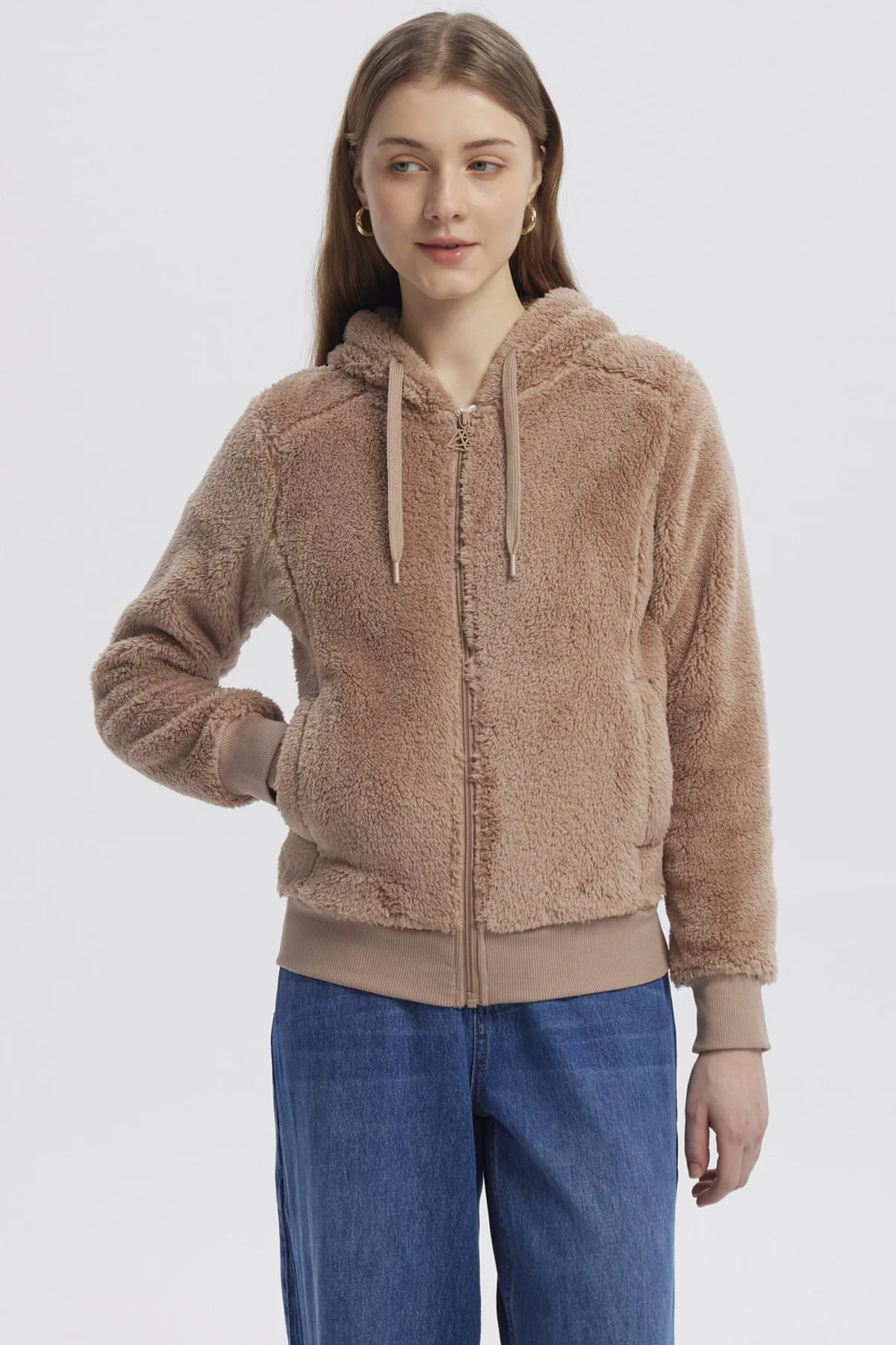 Polar Mujer Peludo Beige Oscuro