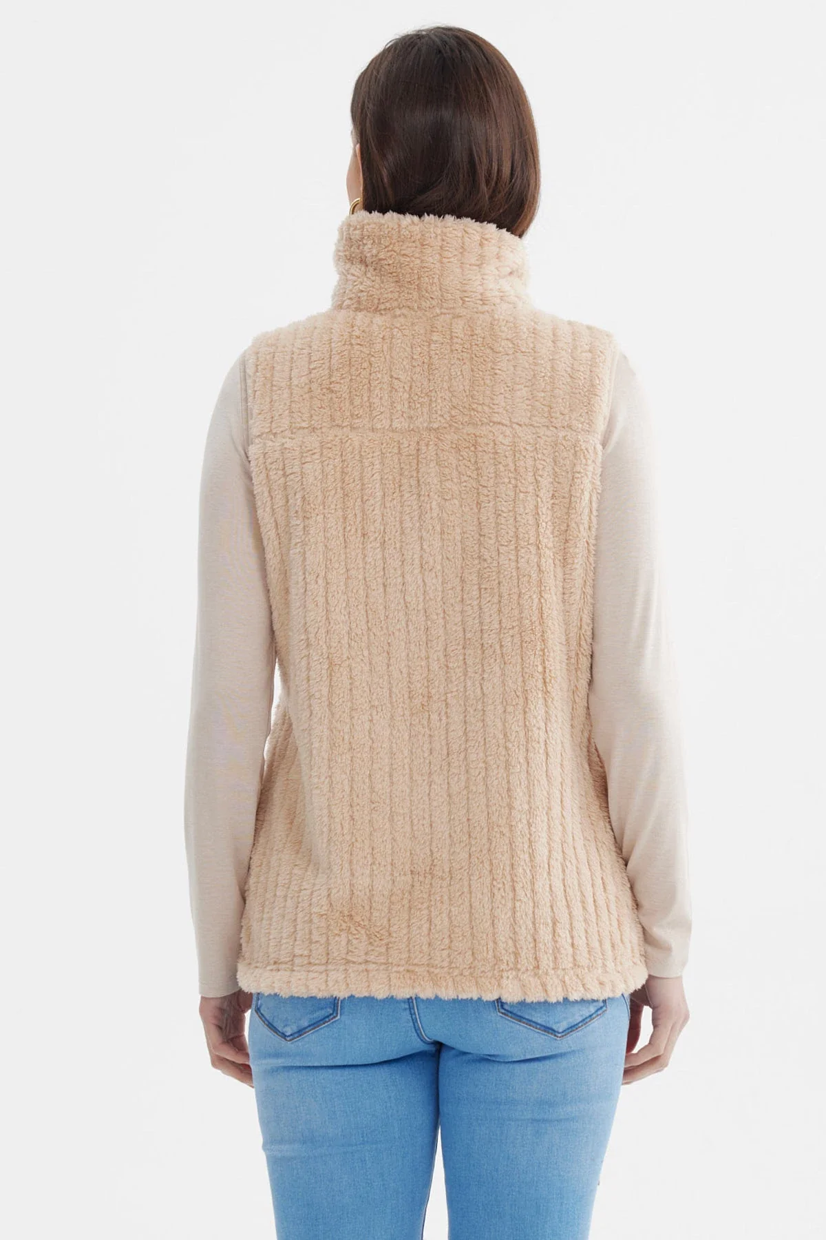 Polar Mujer Peludo Con Textura Beige - Image 3