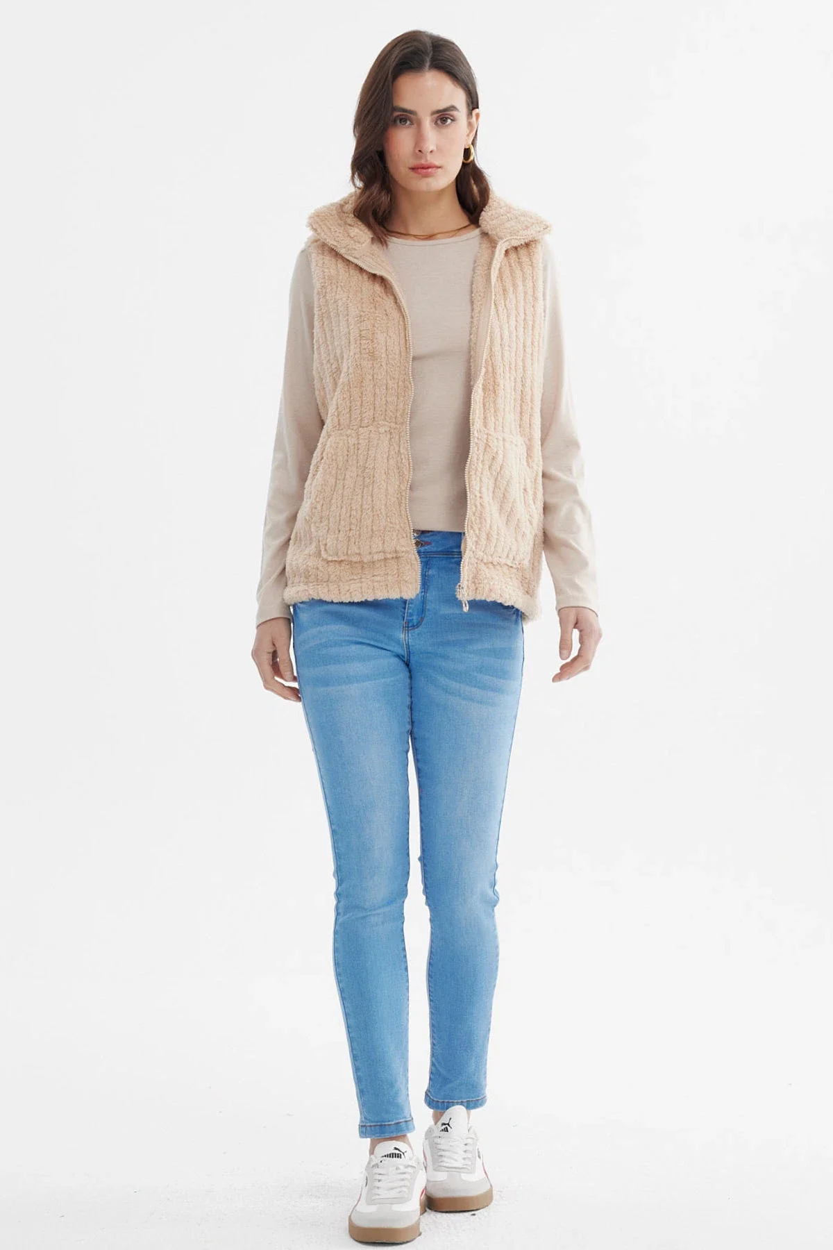 Polar Mujer Peludo Con Textura Beige - Image 4