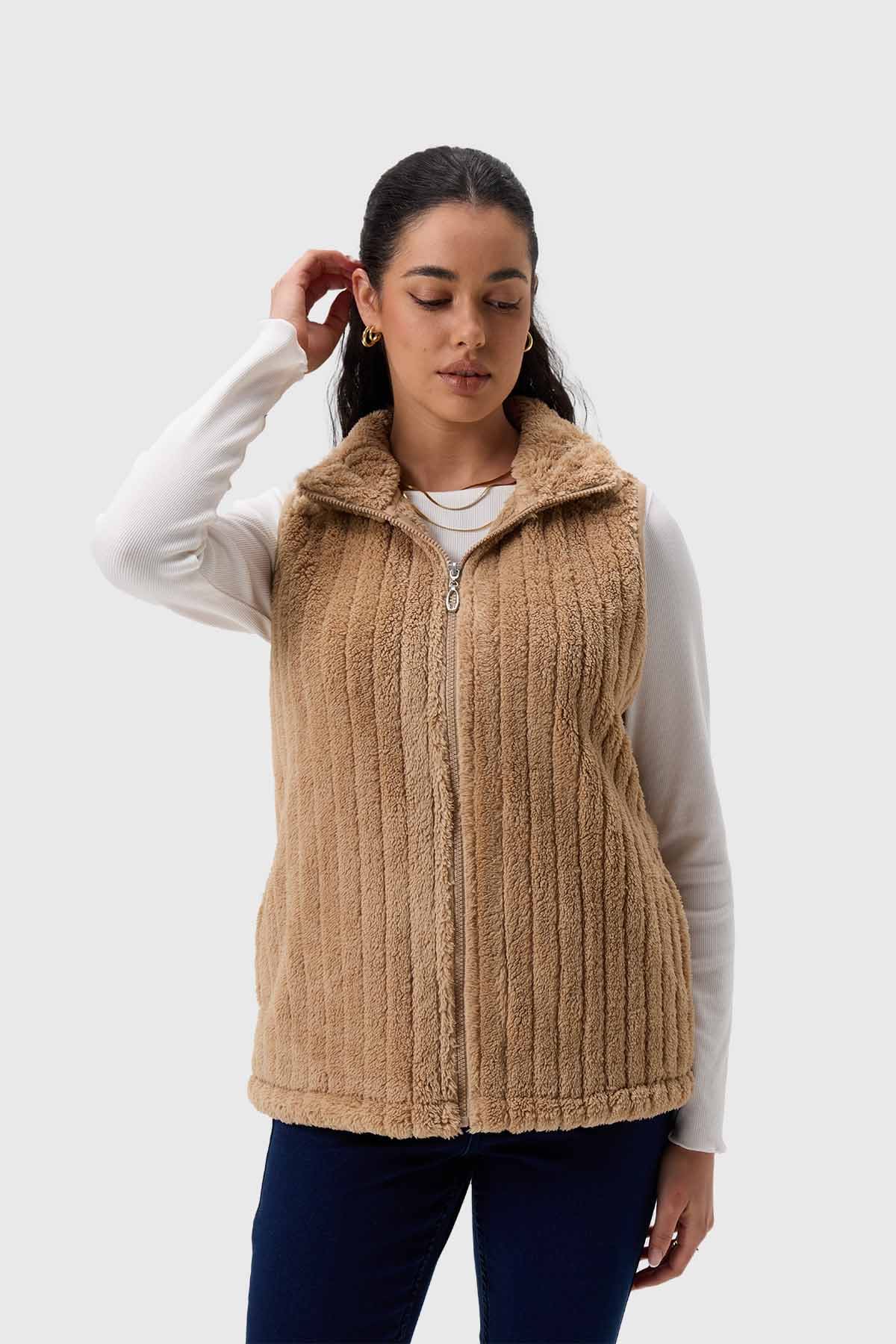 Polar Mujer Peludo Con Textura Beige - Image 2