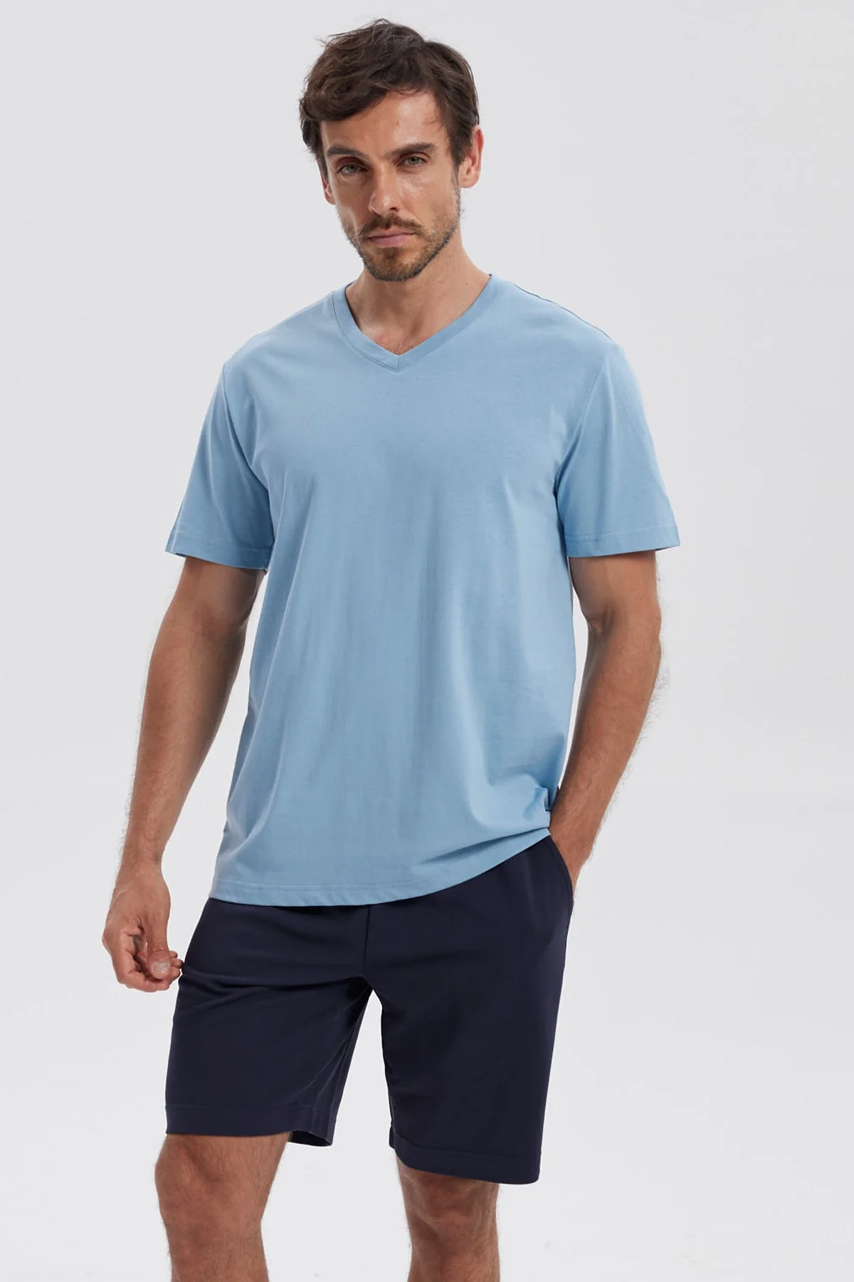 Polera Hombre Básica Celeste Claro
