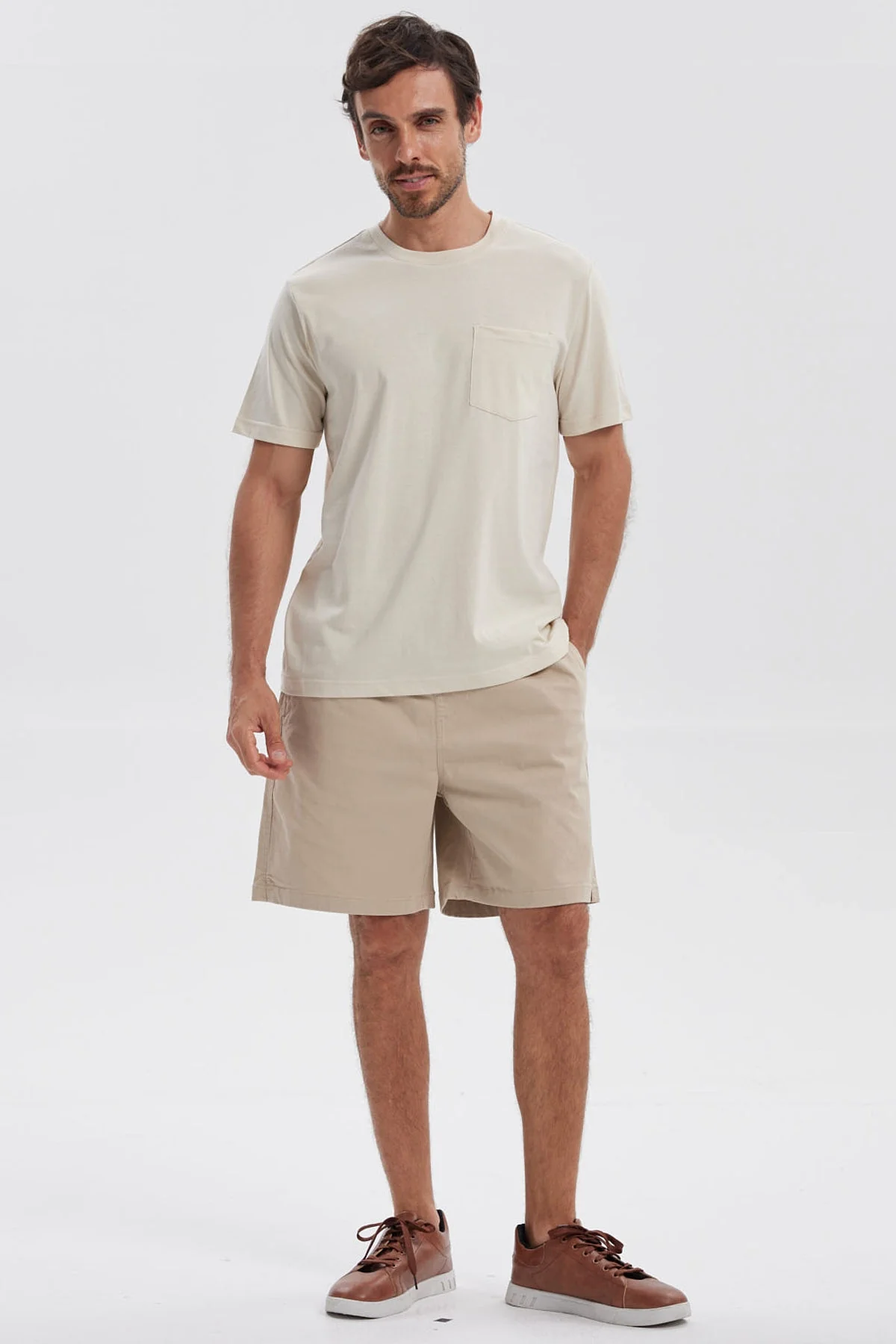 Polera Hombre Básica Con Bolsillo Beige - Image 4