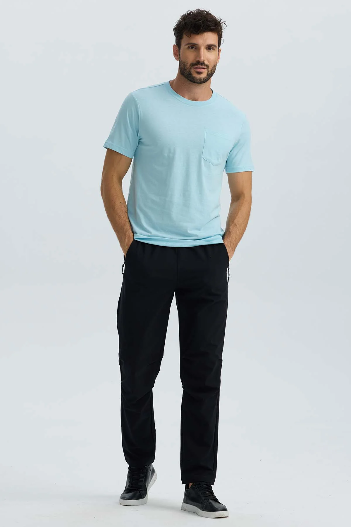 Polera Hombre Básica Con Bolsillo Celeste - Image 4