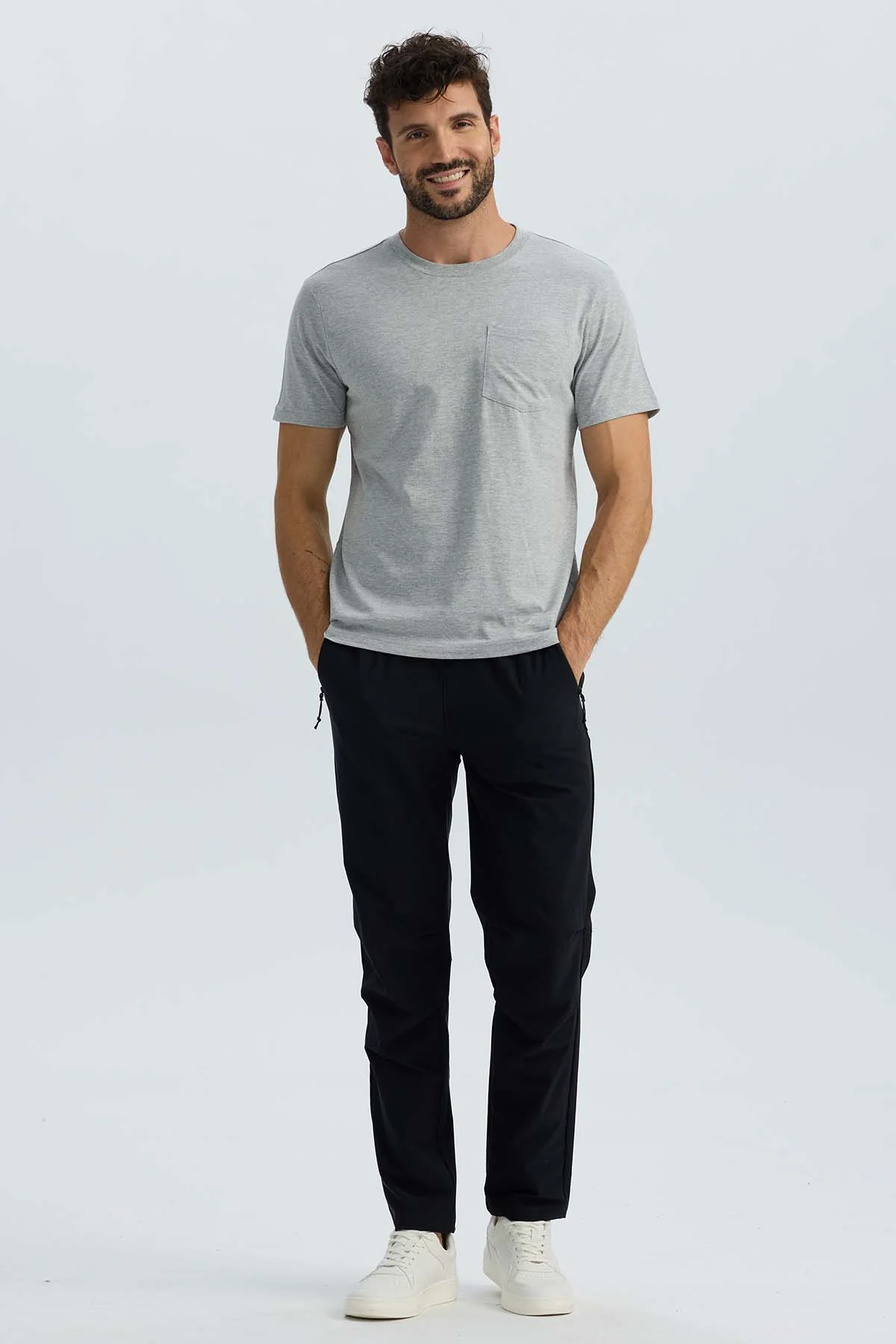 Polera Hombre Básica Con Bolsillo Gris Melange - Image 4
