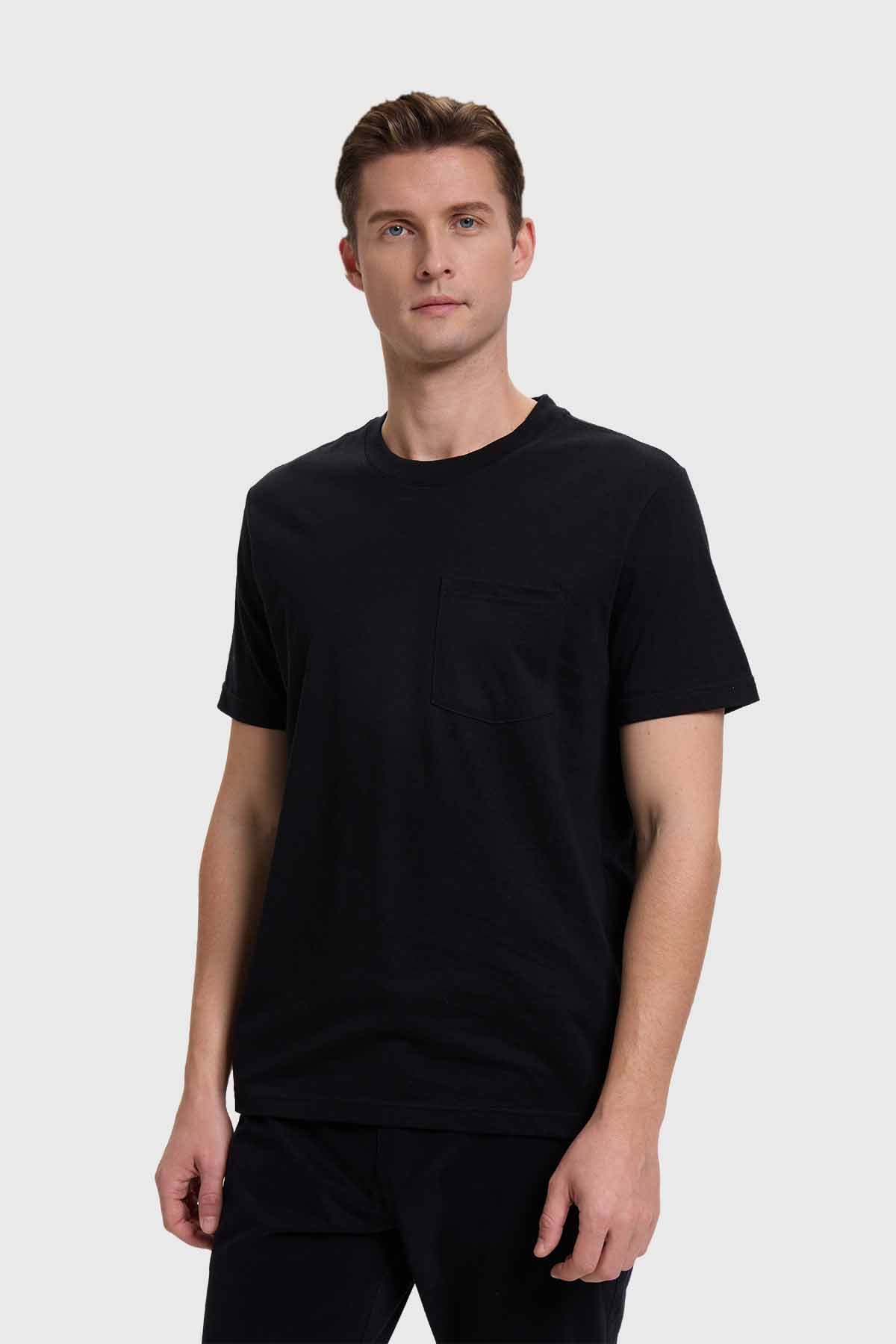 Polera Hombre Básica Con Bolsillo Negro - Image 2