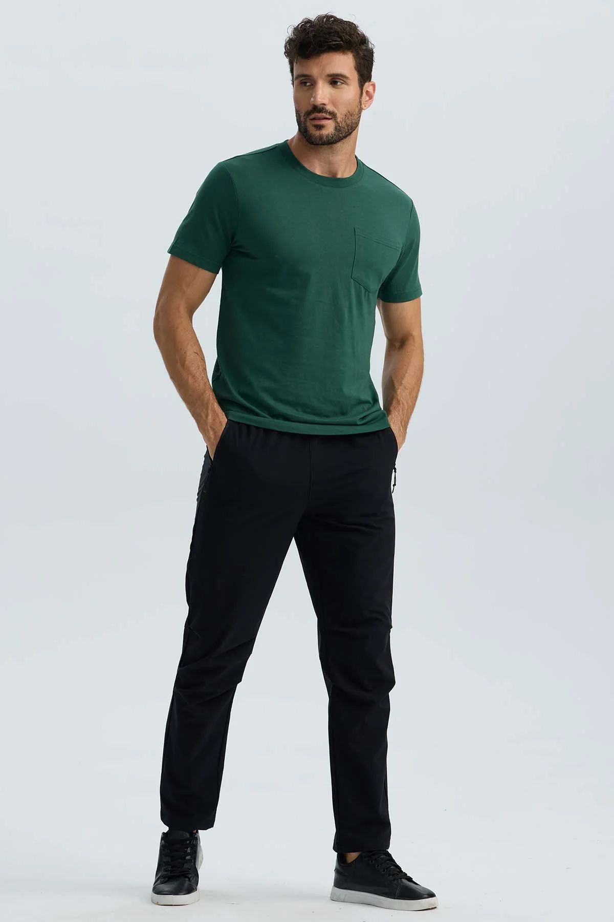 Polera Hombre Básica Con Bolsillo Verde Olivo - Image 4