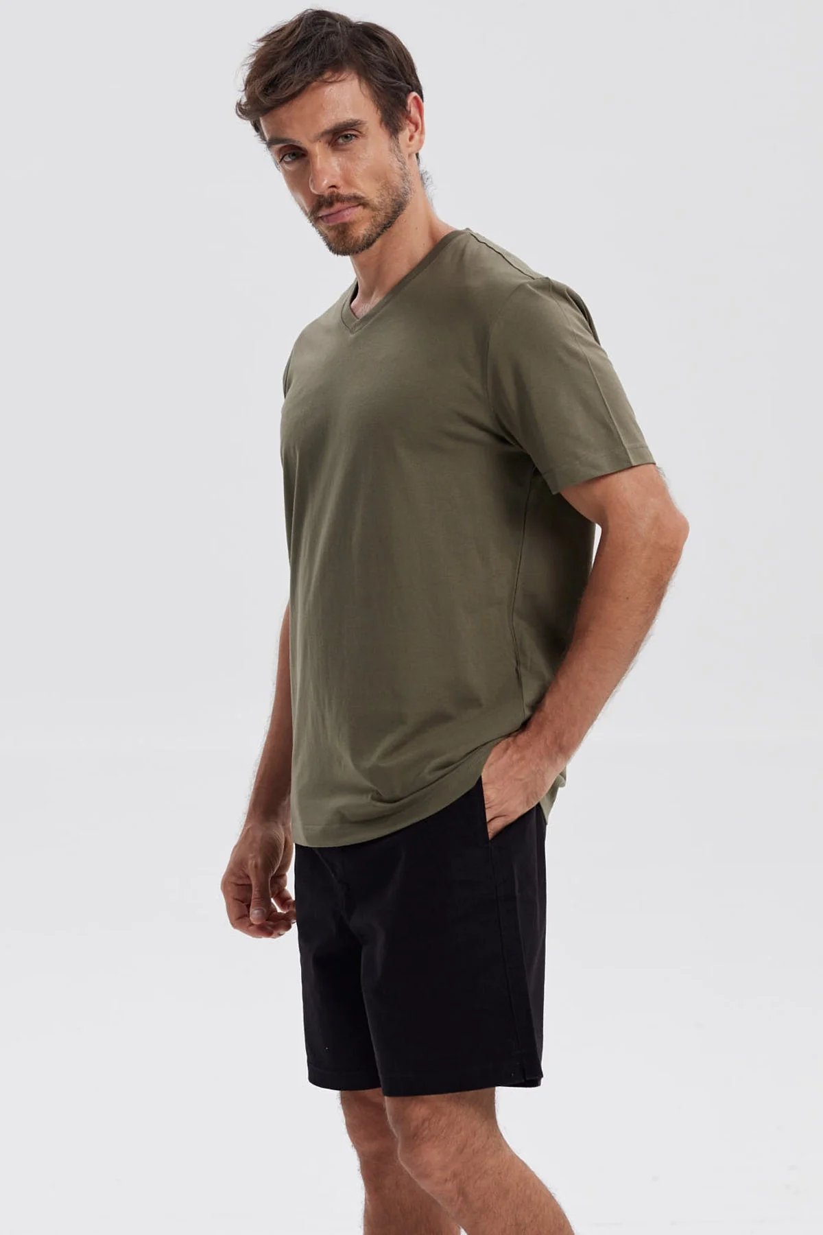 Polera Hombre Básica Verde Militar - Image 2