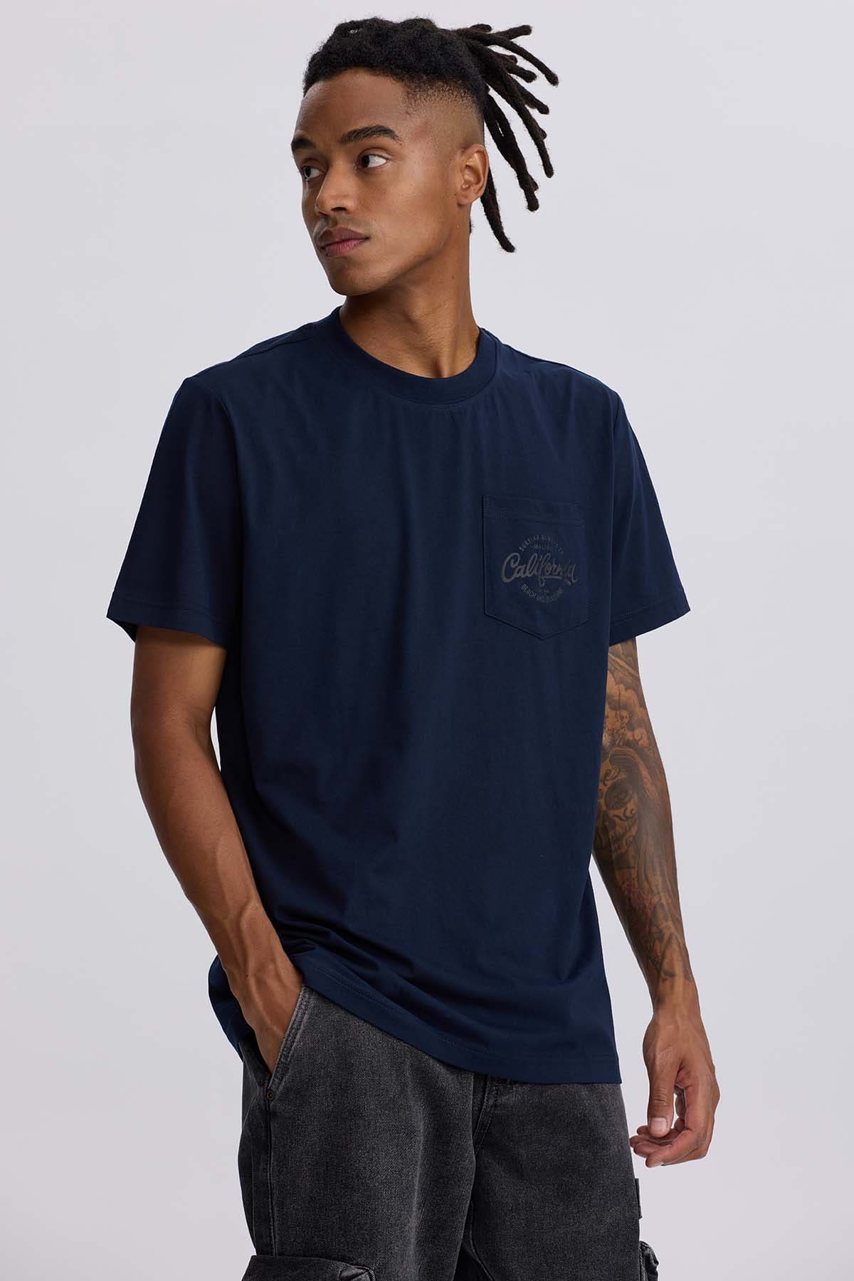 Polera Hombre Bolsillo Contraste Azul - Image 2