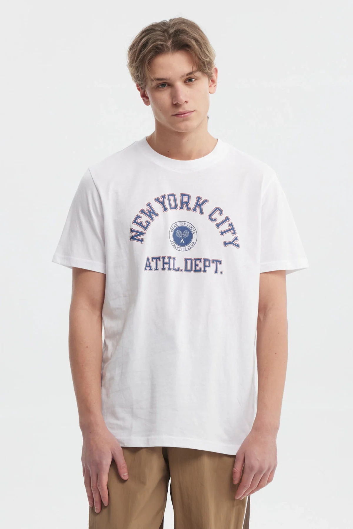 Polera Hombre College Print Blanco