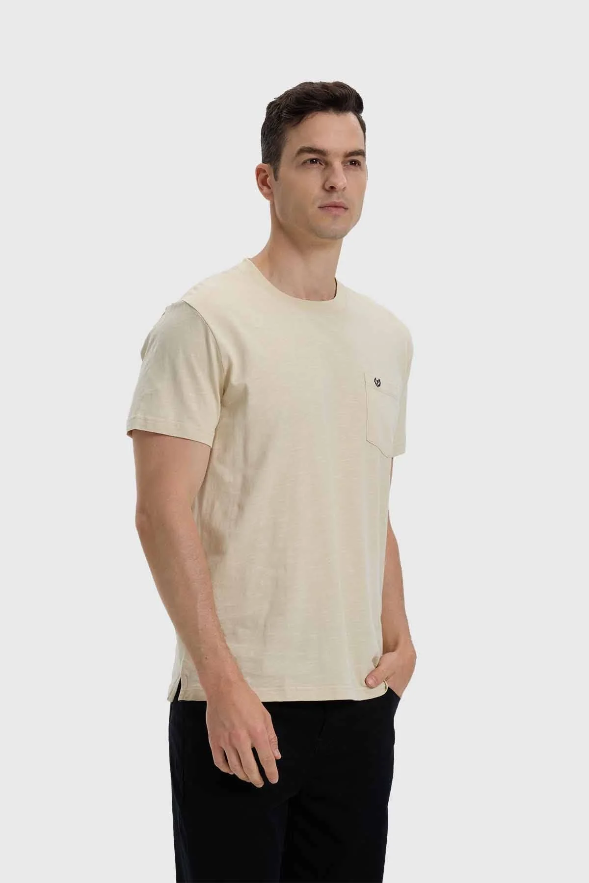 Polera Hombre Con Bolsillo Beige - Image 2