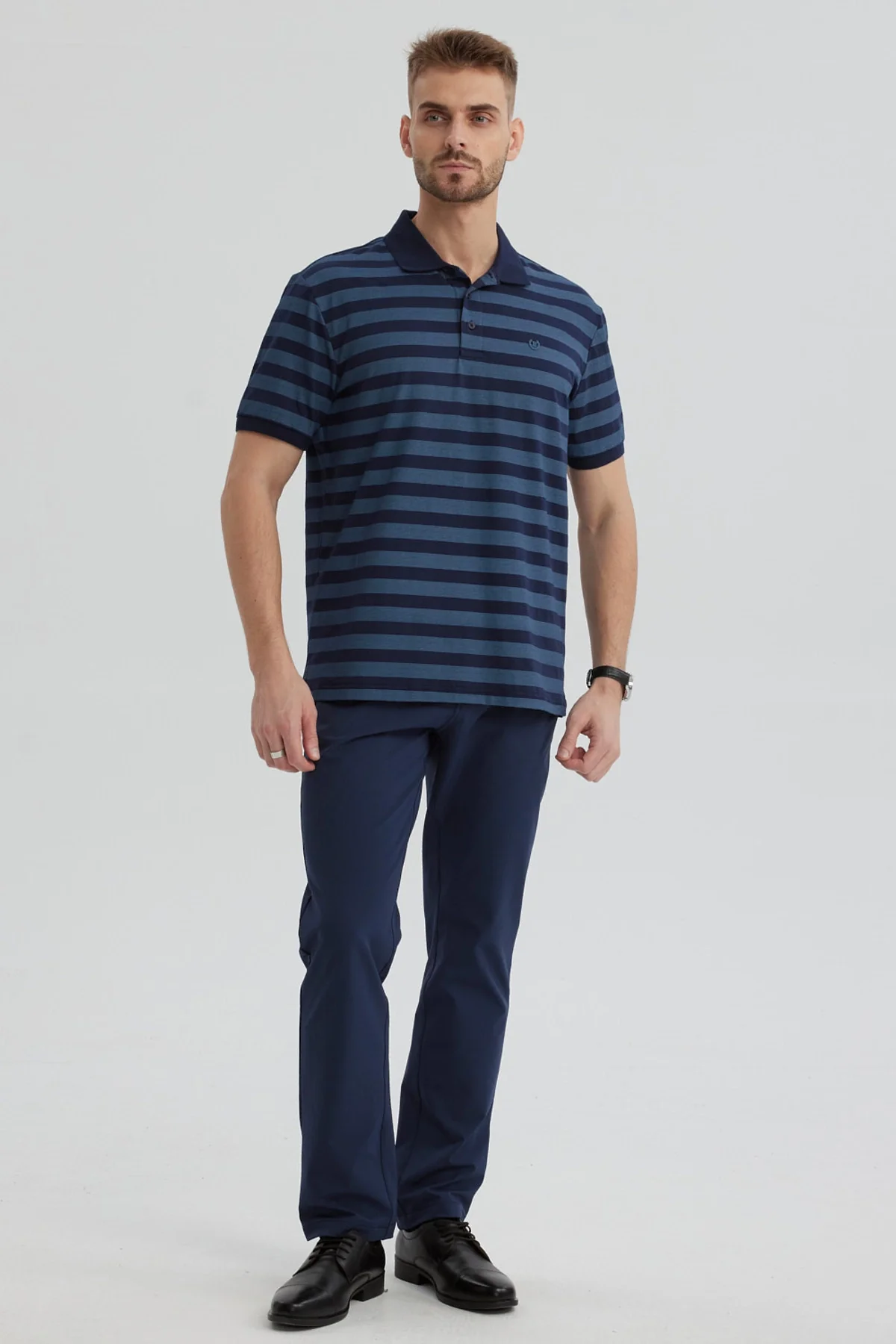 Polera Hombre Cuello Camisero Azul Marino - Image 4