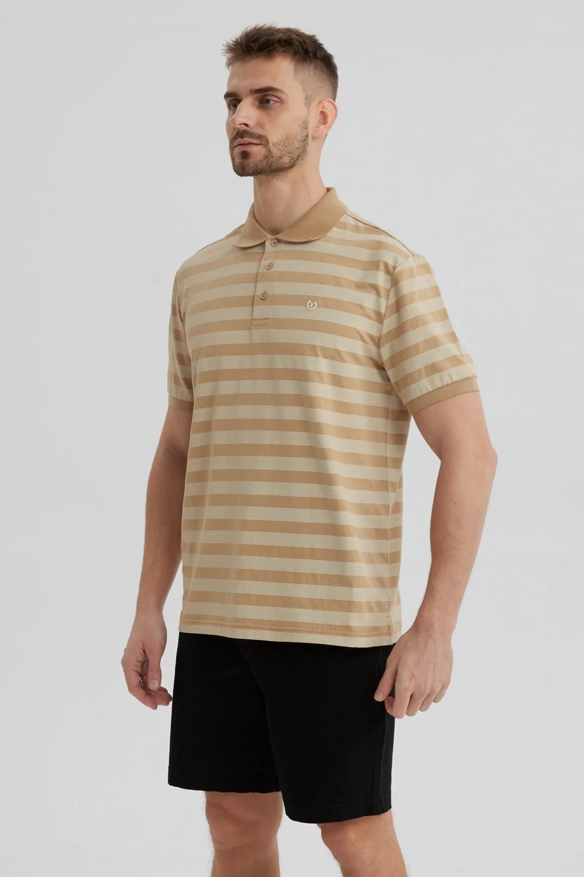 Polera Hombre Cuello Camisero Beige - Image 2