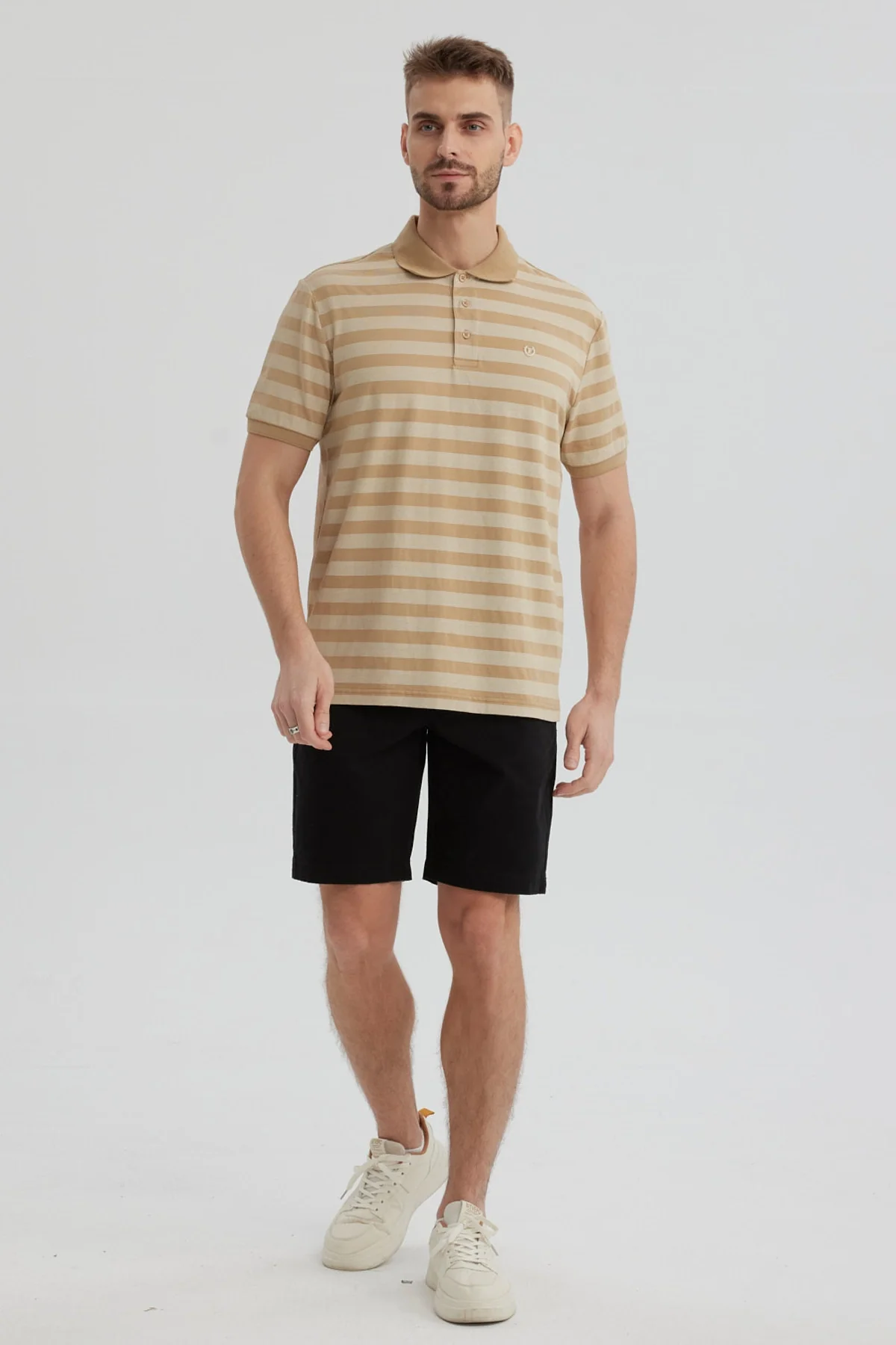 Polera Hombre Cuello Camisero Beige - Image 4
