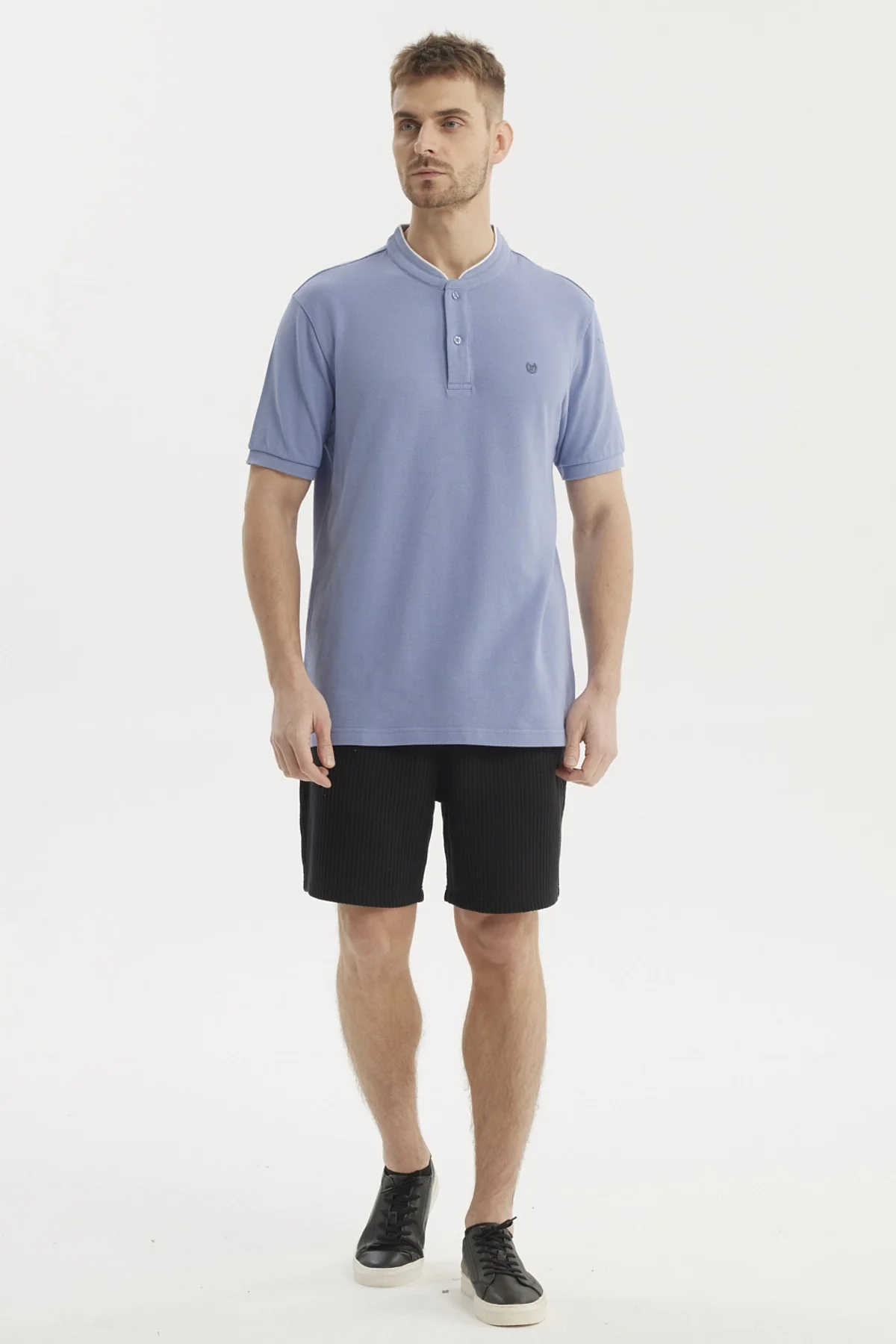 Polera Hombre Cuello Polo Azul - Image 4