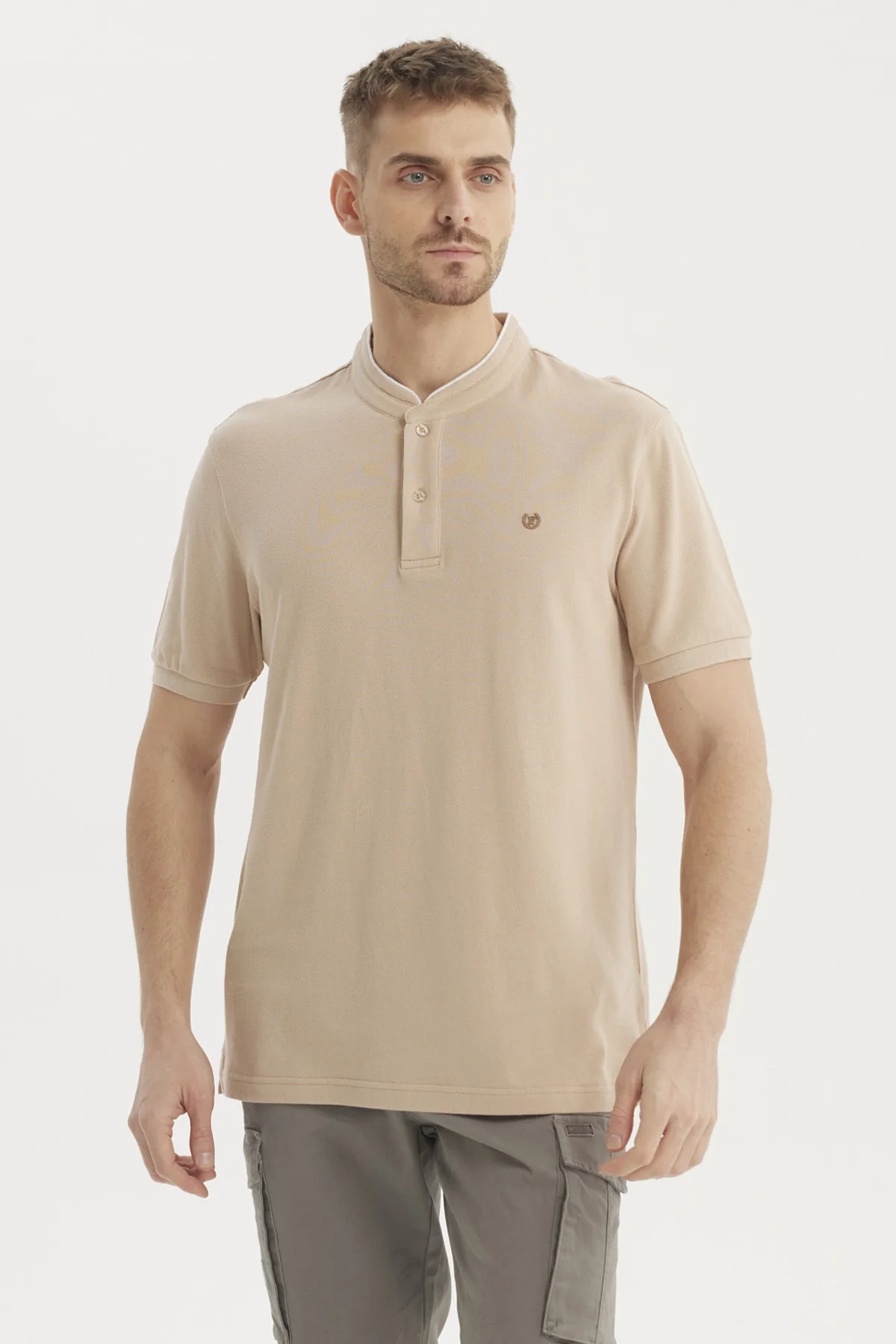 Polera Hombre Cuello Polo Beige