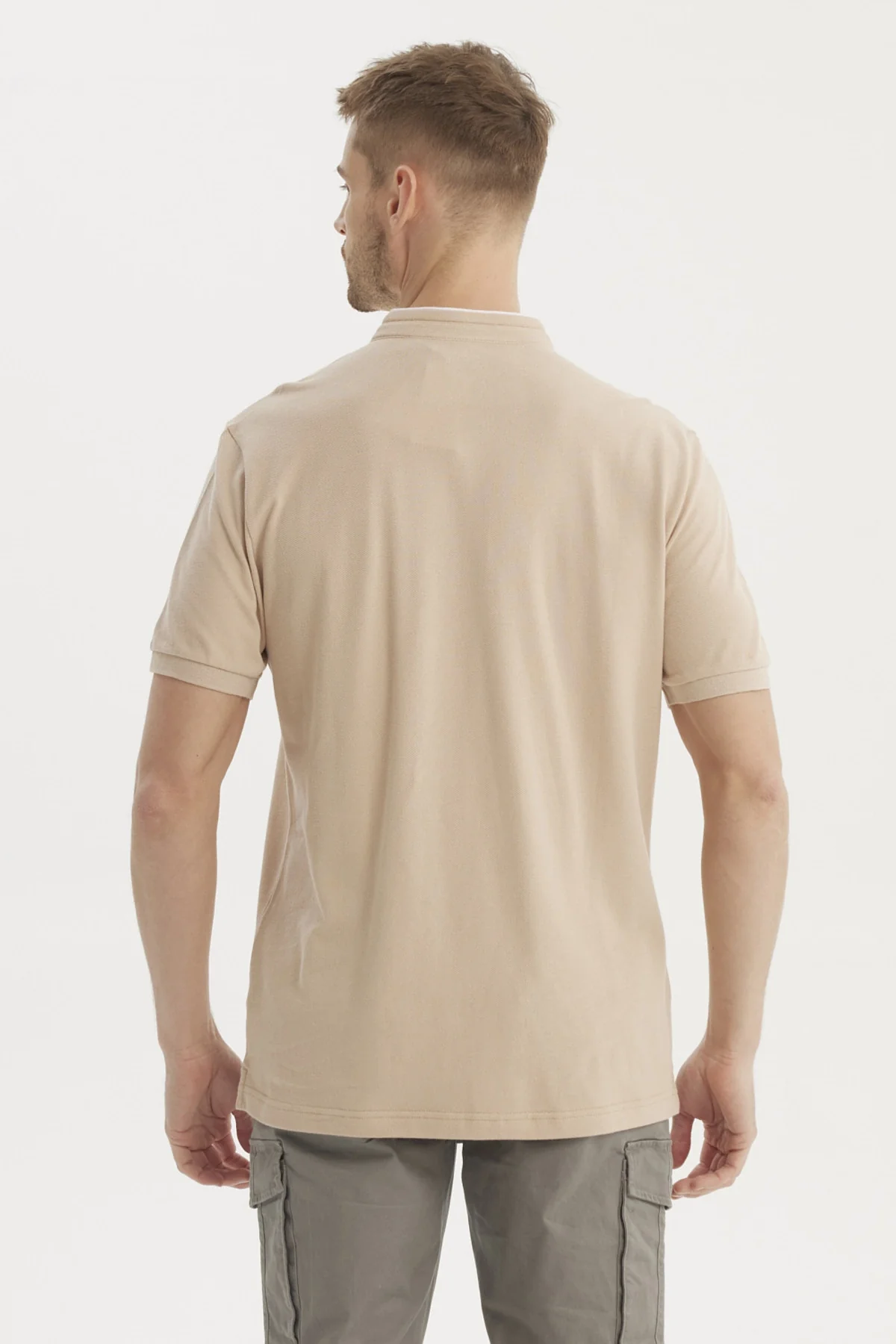 Polera Hombre Cuello Polo Beige - Image 3