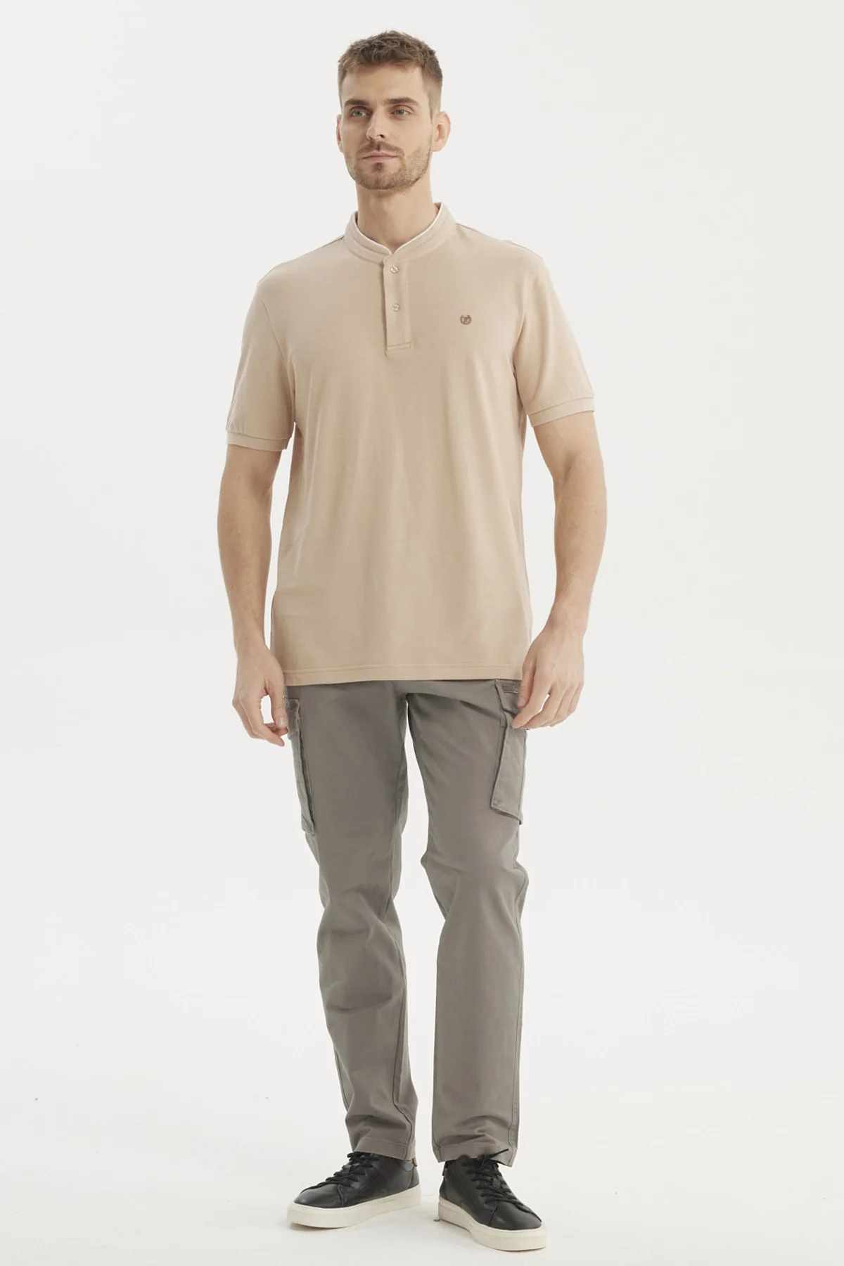 Polera Hombre Cuello Polo Beige - Image 4