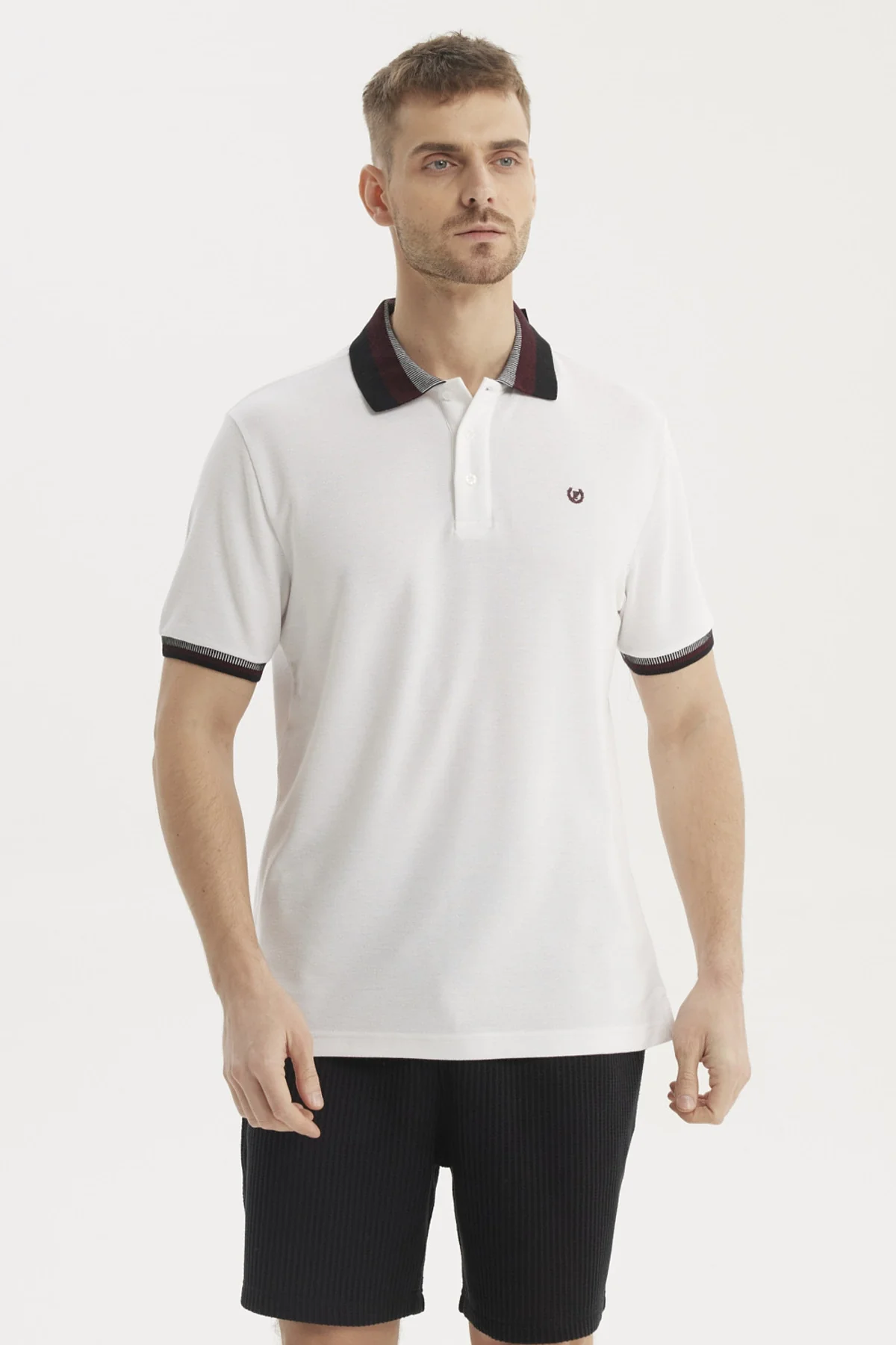 Polera Hombre Cuello Polo Blanco