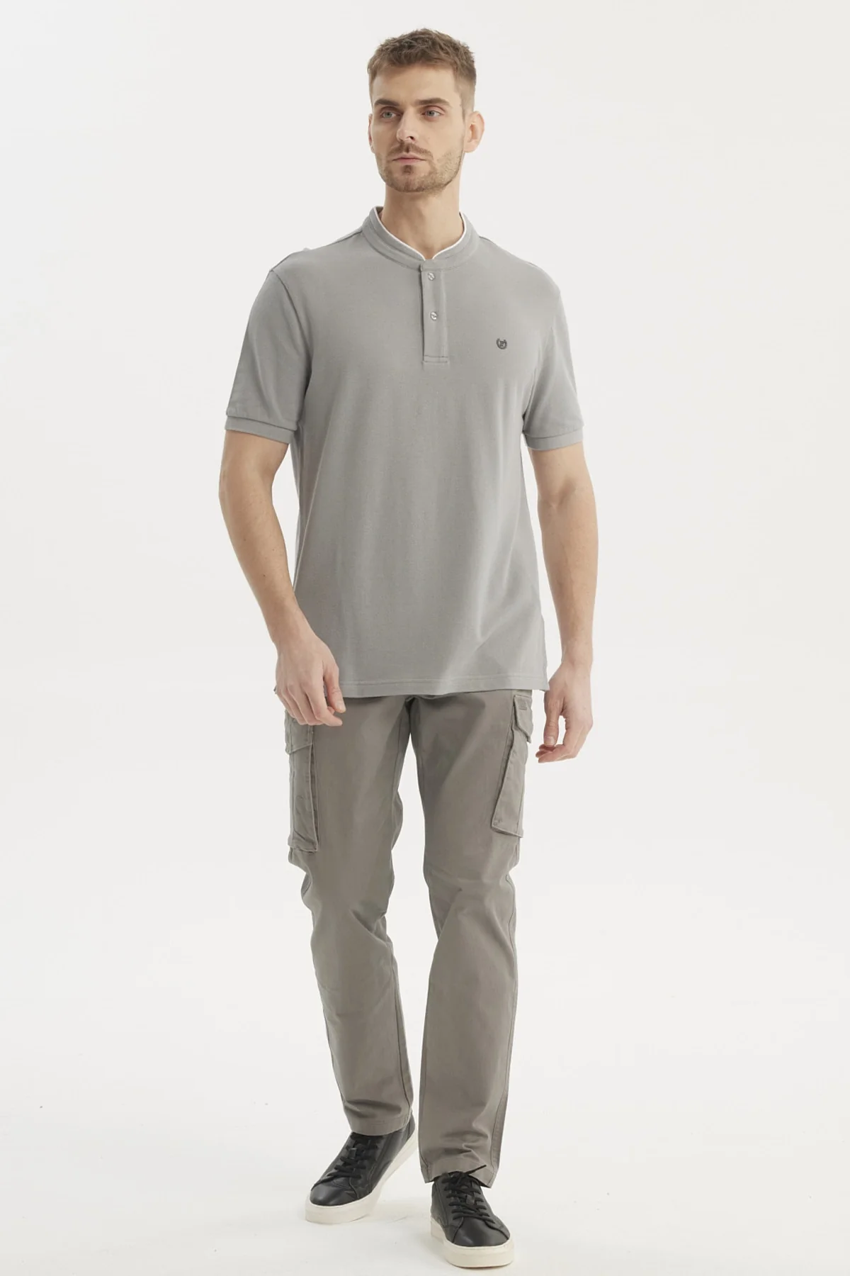 Polera Hombre Cuello Polo Gris - Image 4