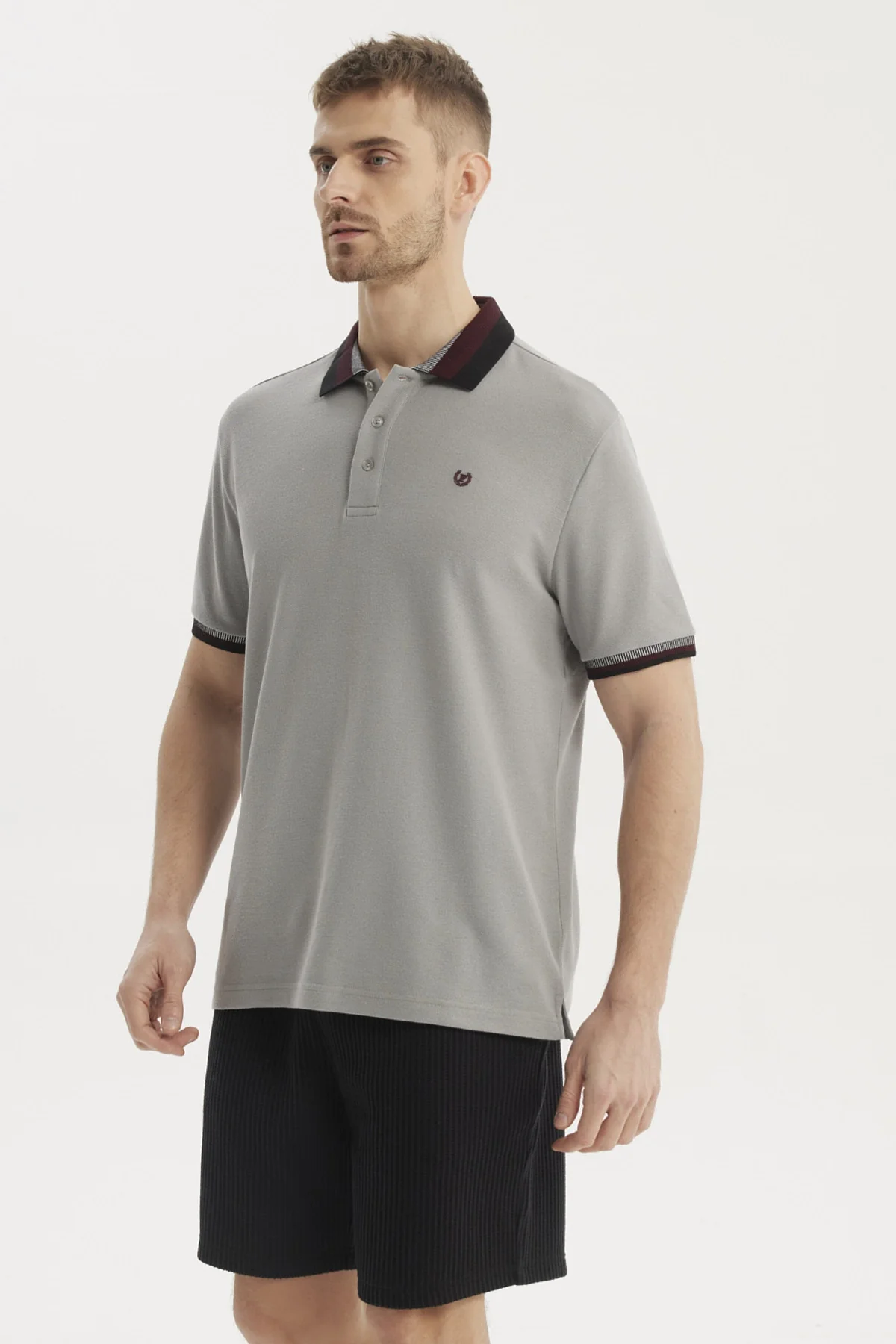 Polera Hombre Cuello Polo Gris - Image 2
