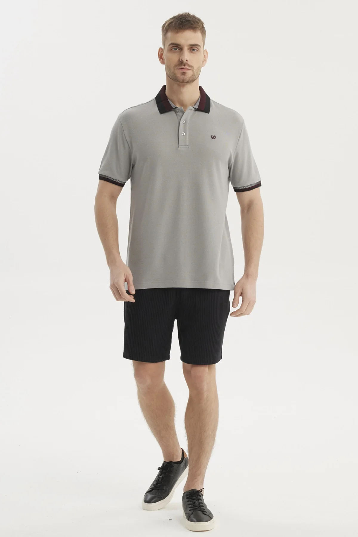 Polera Hombre Cuello Polo Gris - Image 4