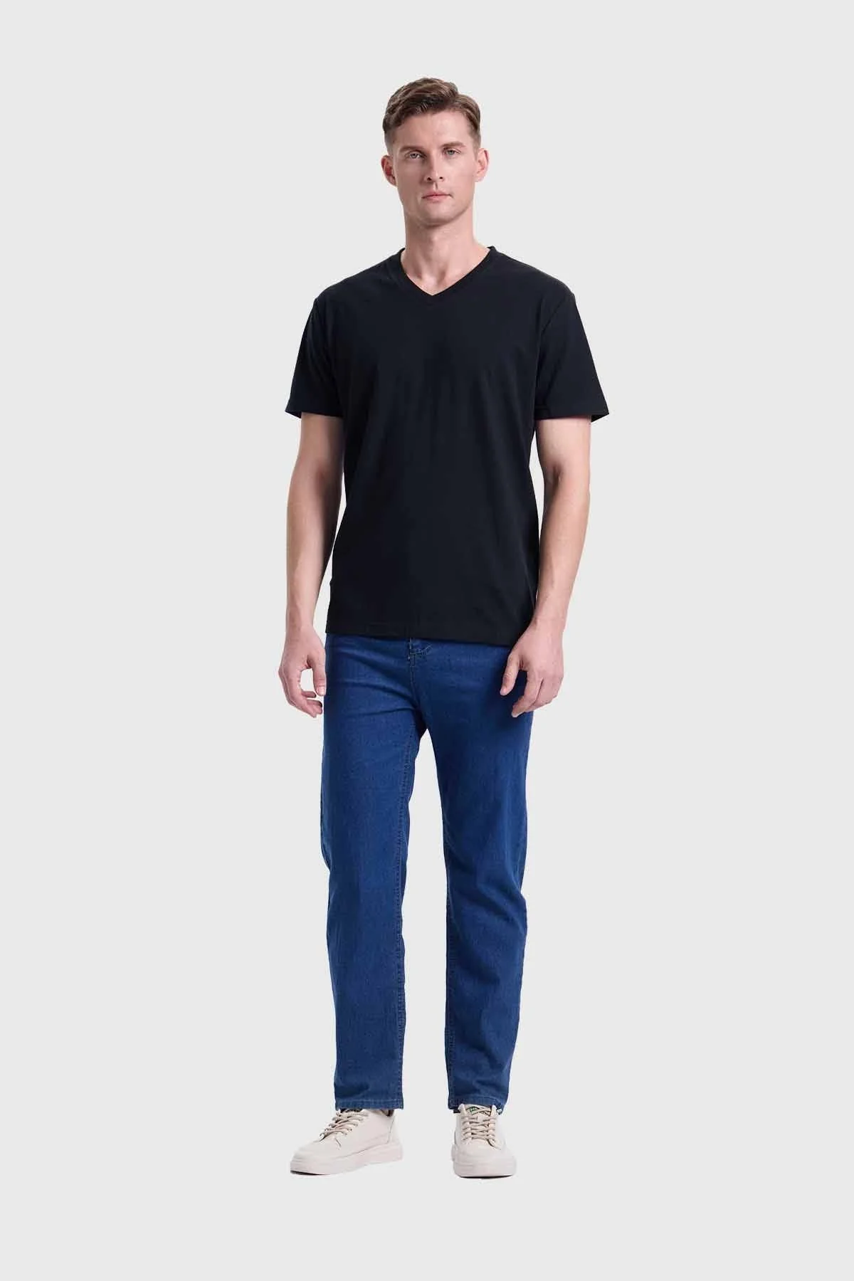 Polera Hombre Cuello V Básica Negro - Image 4