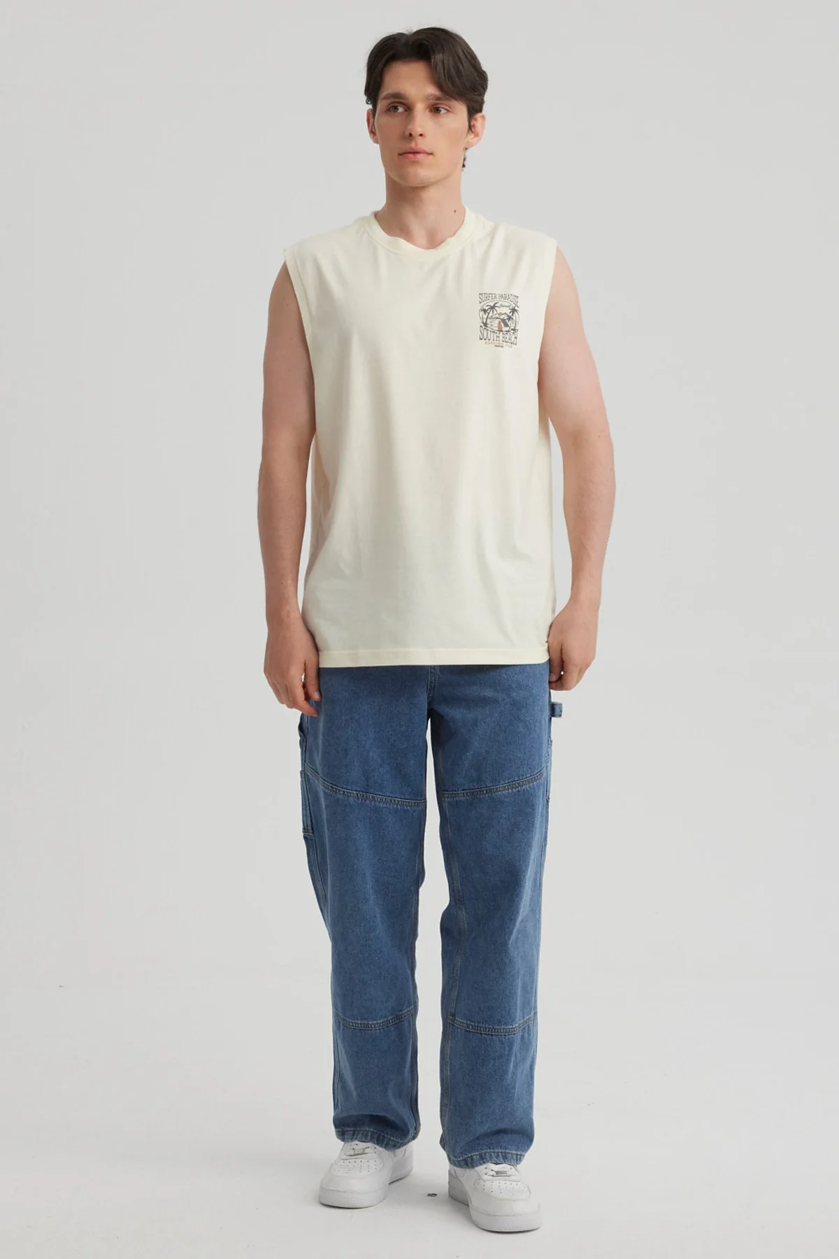 Polera Hombre Doble Print Beige - Image 4