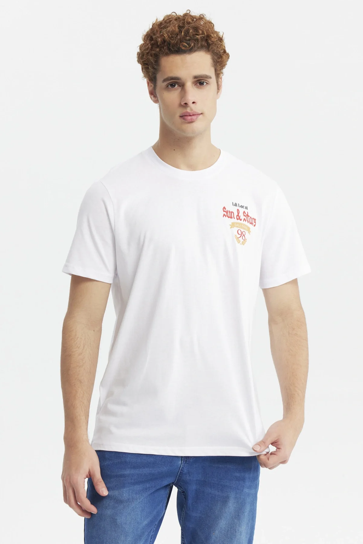 Polera Hombre Doble Print Blanco