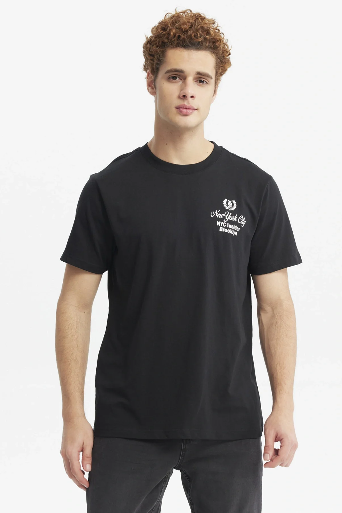 Polera Hombre Doble Print Negro
